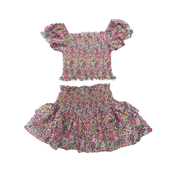 Tweenstyle By Stoopher - Spring Bloom Smocked Skirt Set
