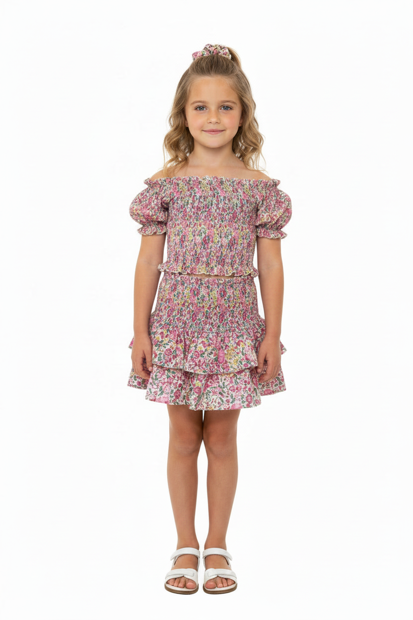 Tweenstyle By Stoopher - Spring Bloom Smocked Skirt Set