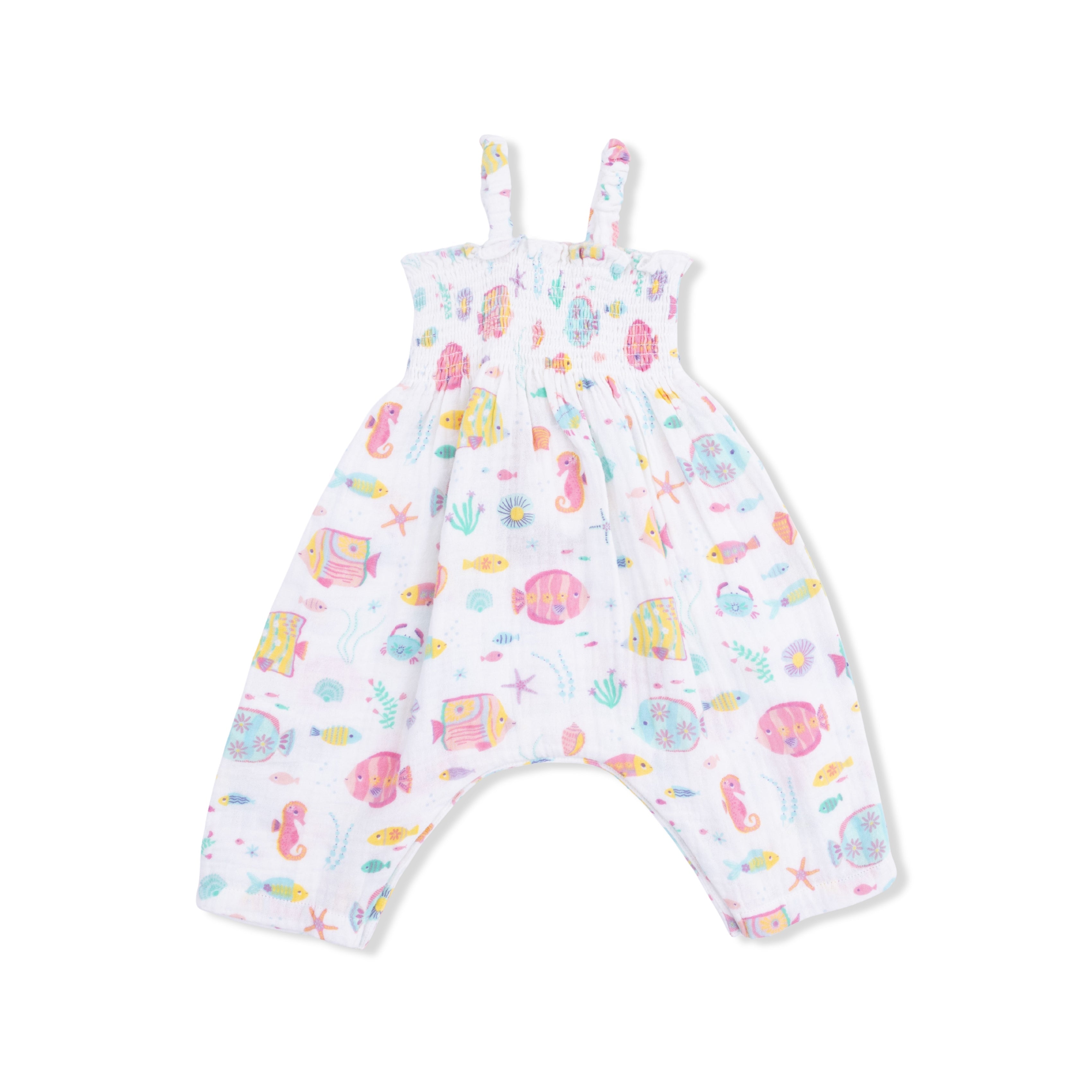 Sunny Coral Reef Fish - Smocked Romper