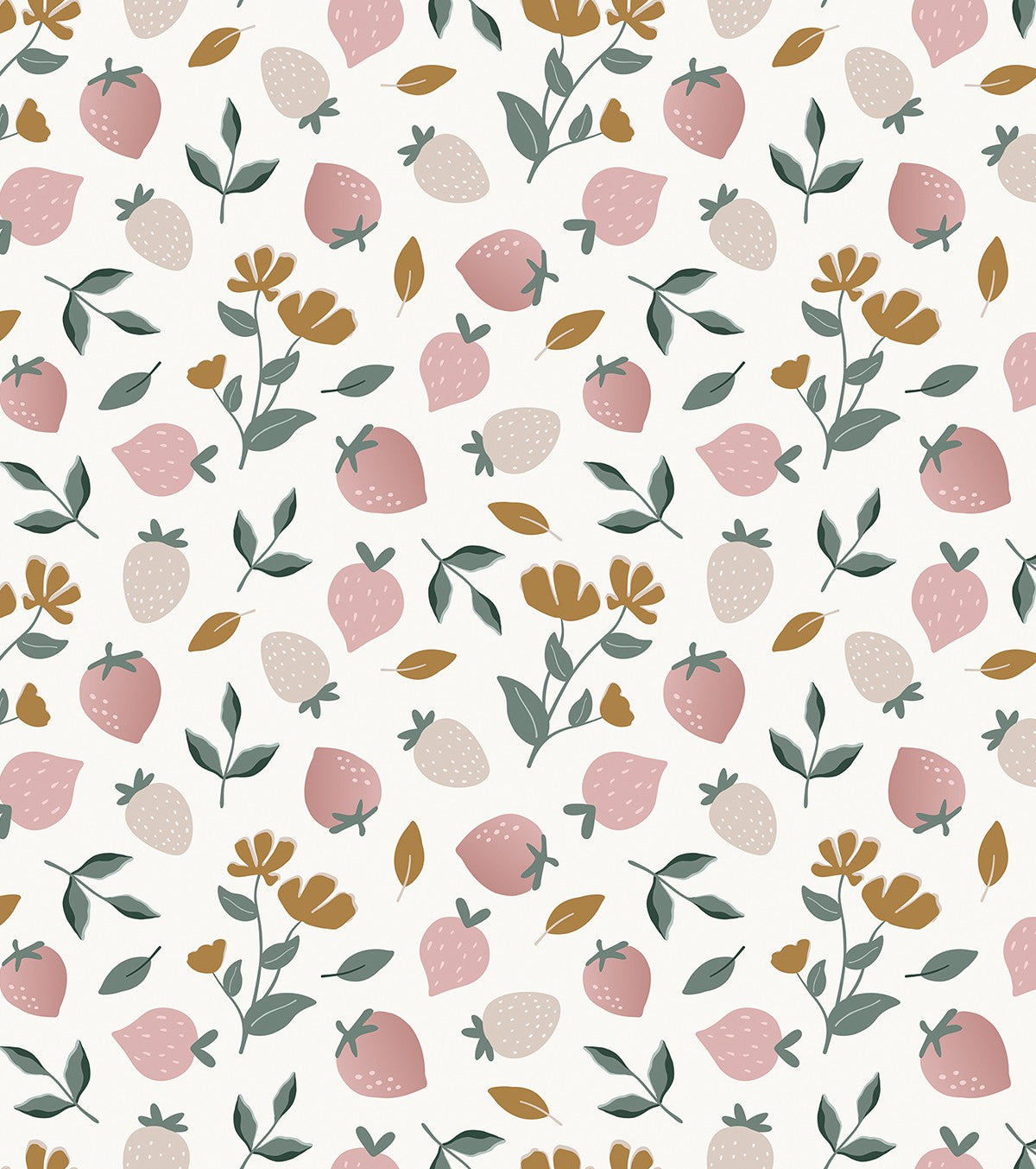 Louise - Children's Wallpaper - Strawberry Motif