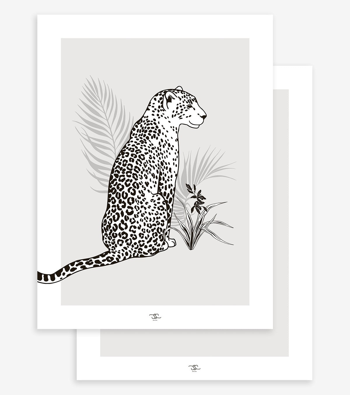 Black Majik - Set Of 2 Art Prints - Leopard