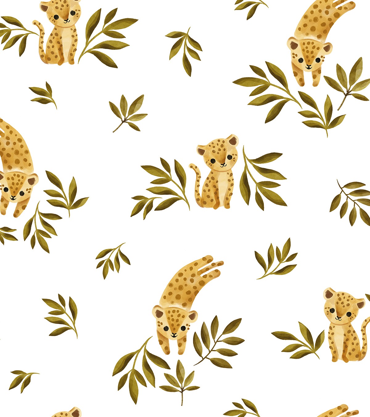 Felidae - Children's Wallpaper - Small Leopard Motif (reconditioned Product)