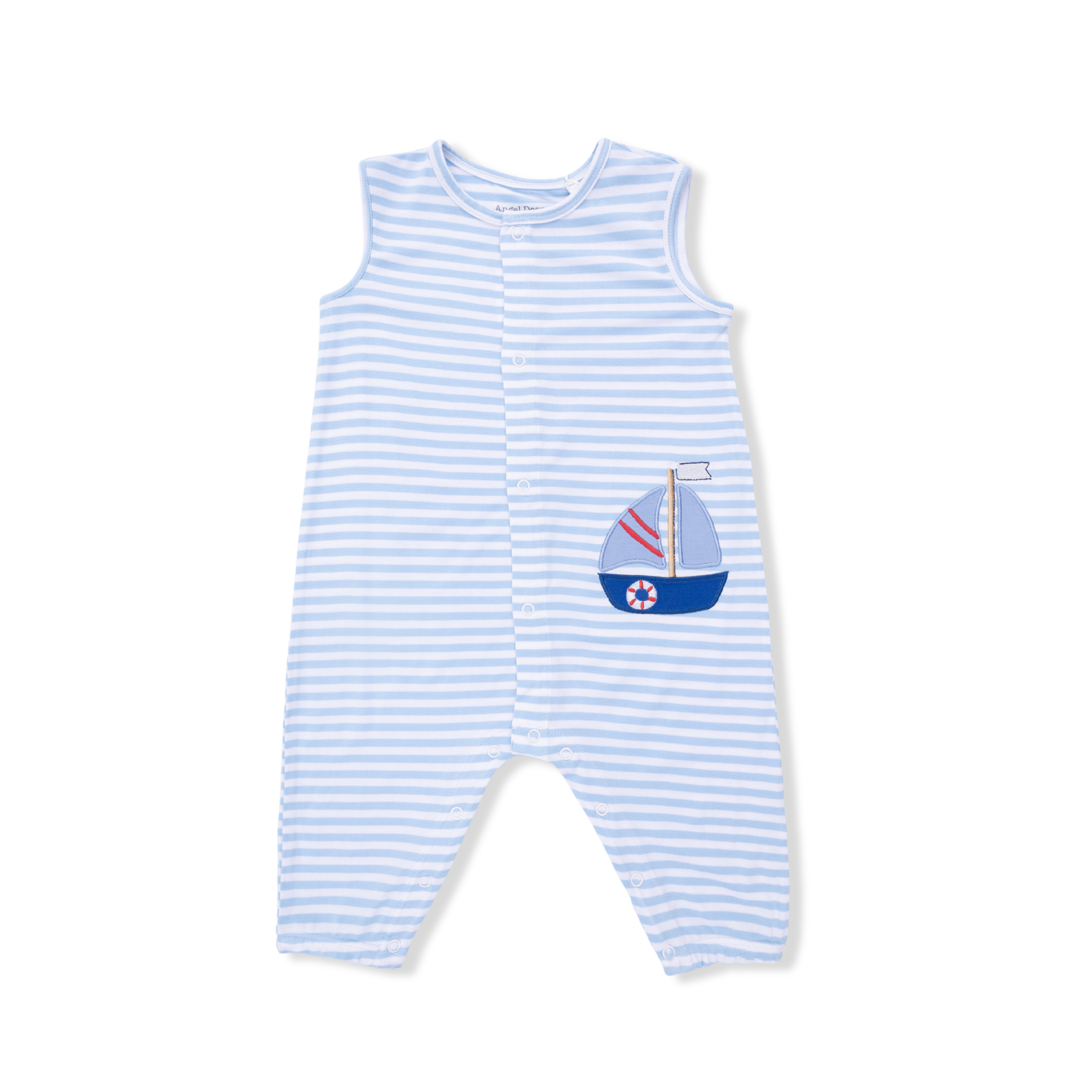 Bubbly Sailboat Stripe - Sleeveless Romper