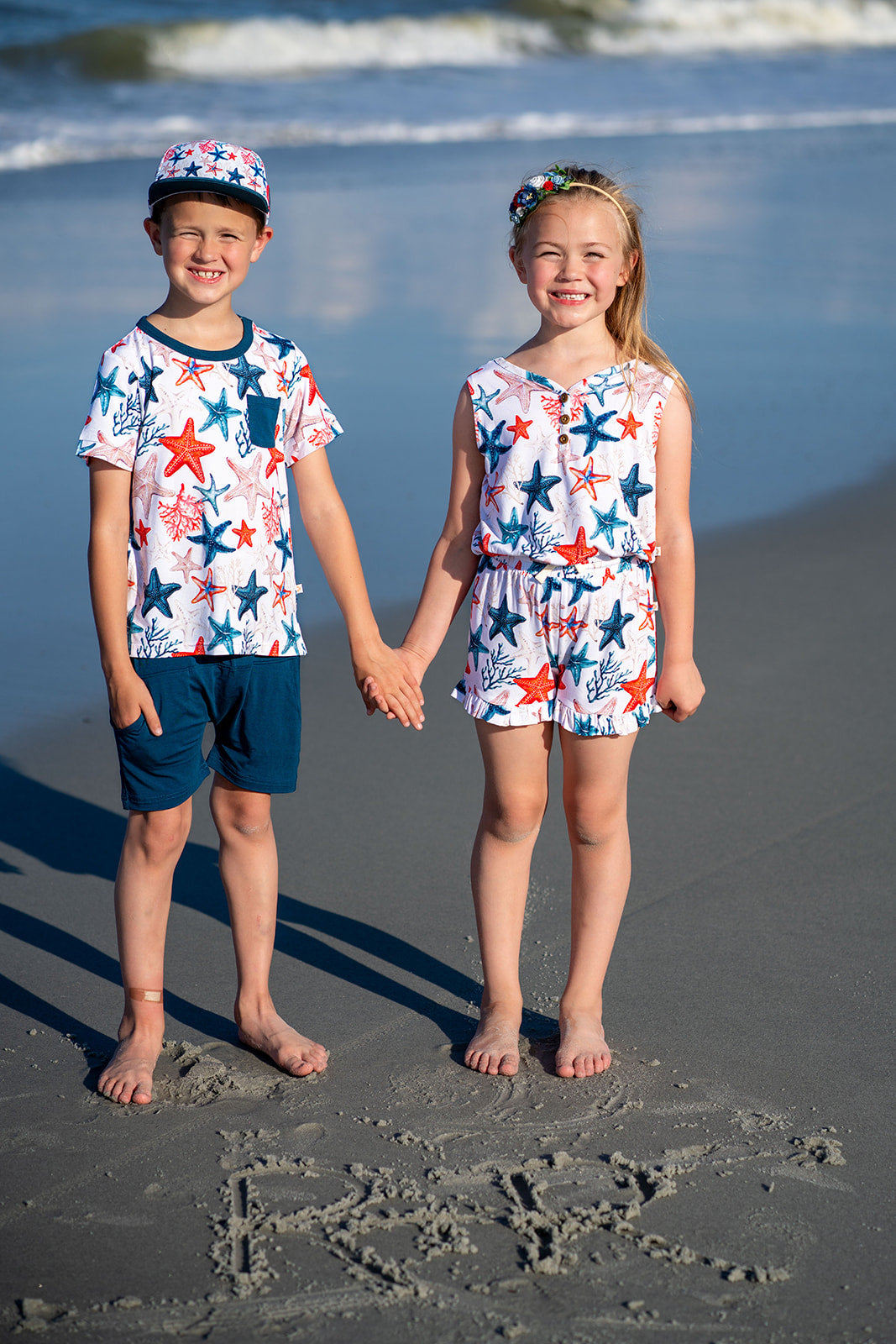 Star-spangled Starfish Tank And Ruffle Shorts Set