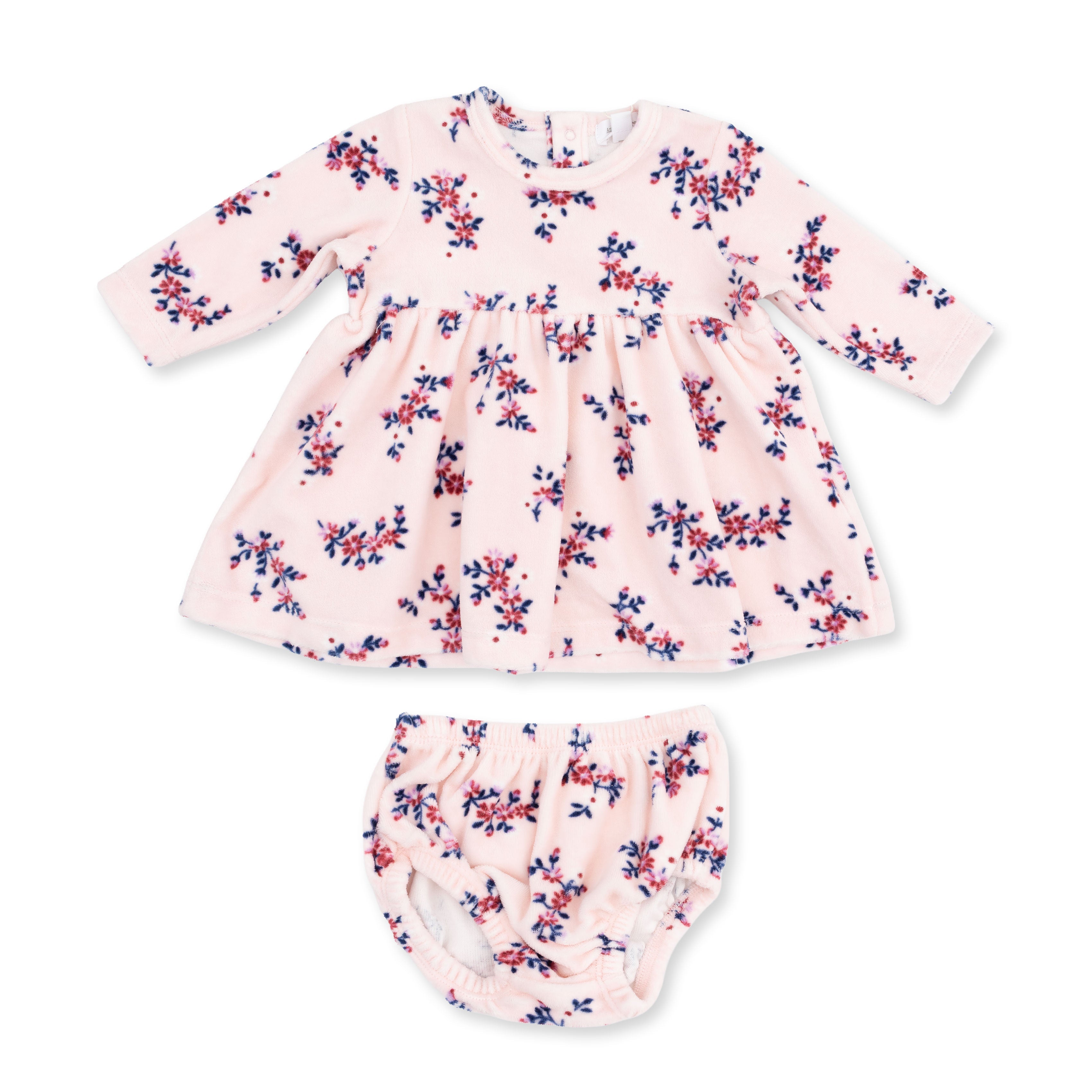 Nora Floral Velour - Long Sleeve Empire Waist Dress And Bloomer