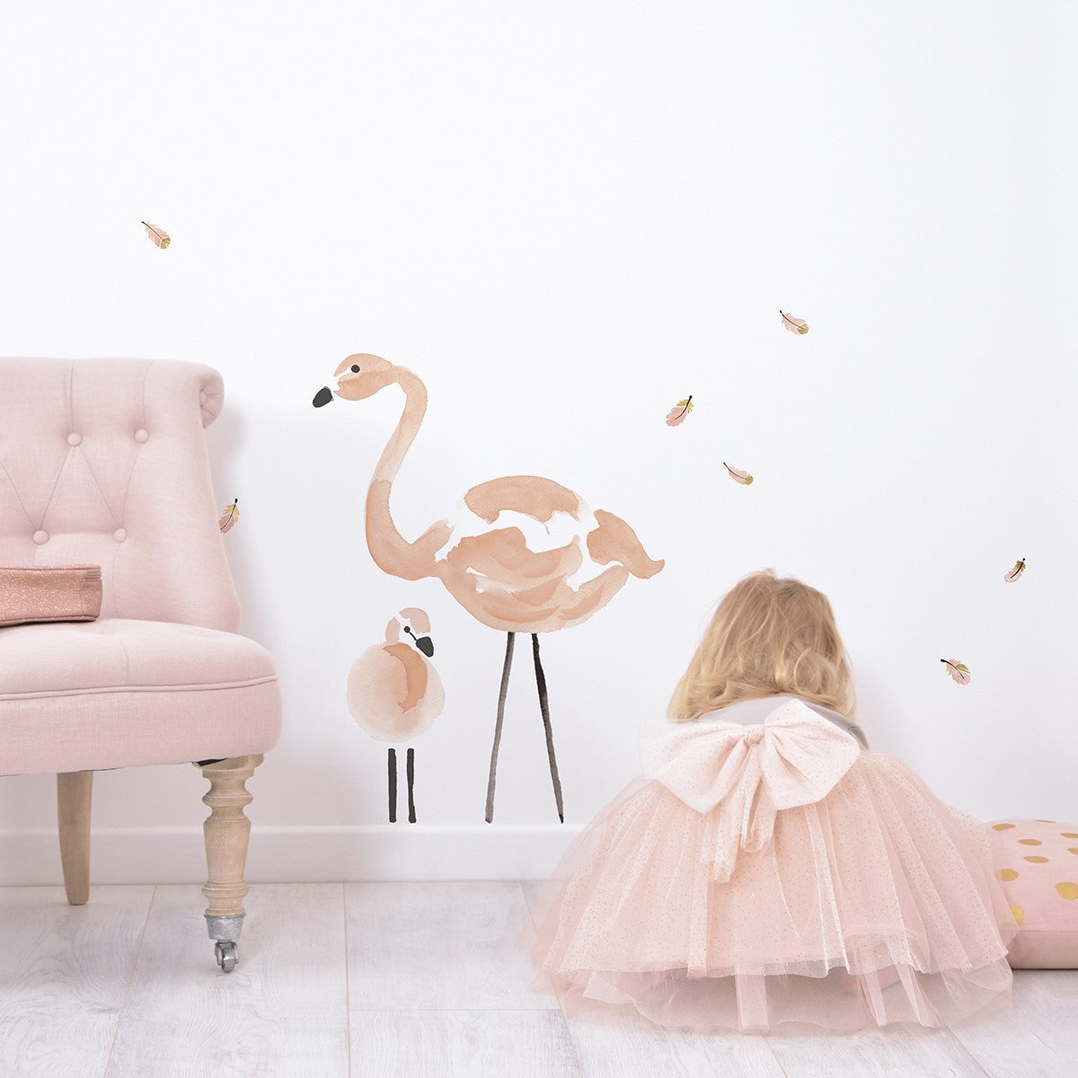 Flamingo - Wall Decals - Pink Feathers