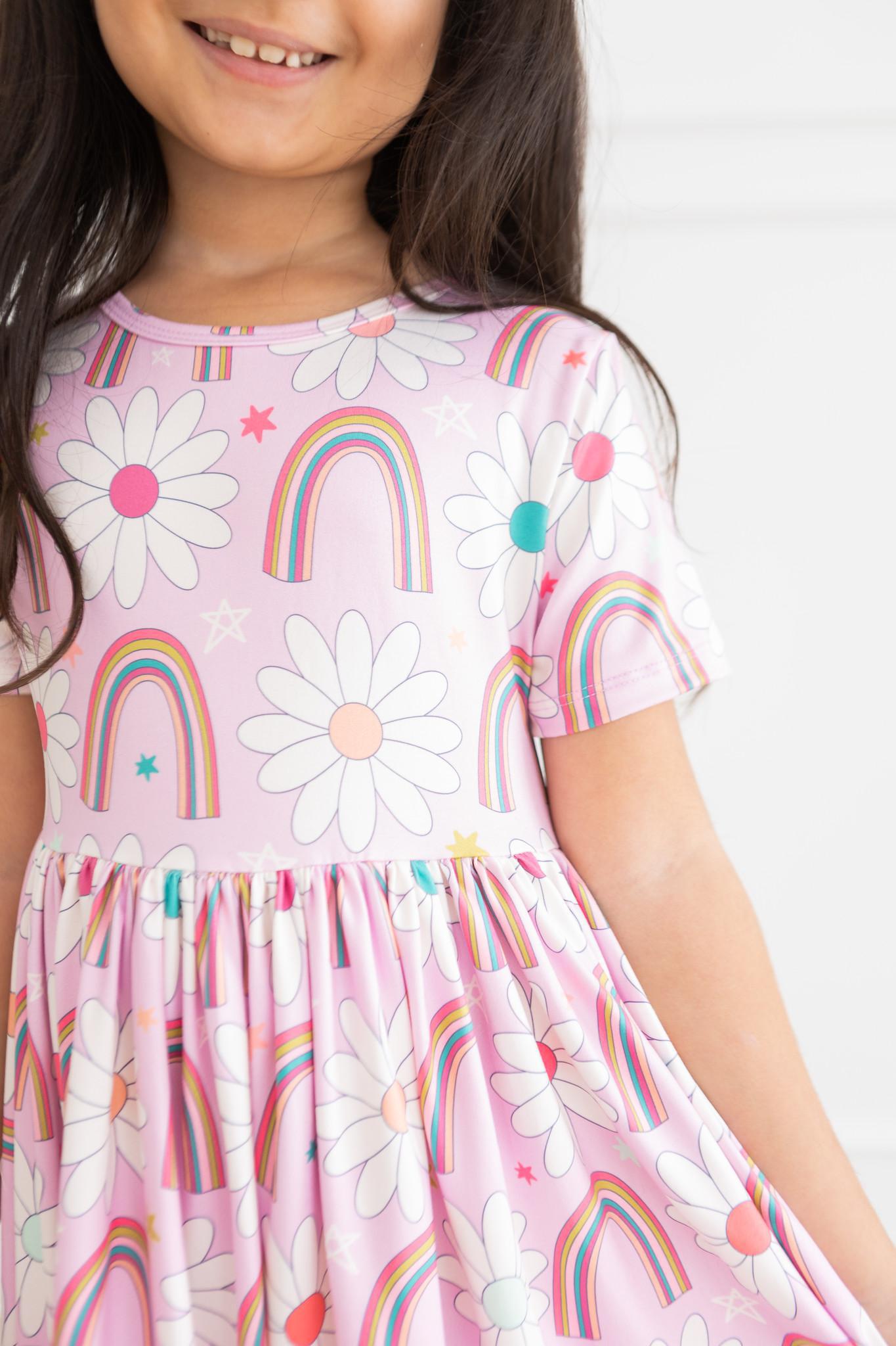 Rainbow Daisies S/s Twirl Dress