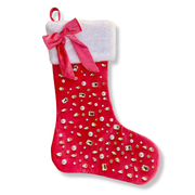 Berry Velvet Christmas Stocking With Crystals And Bow