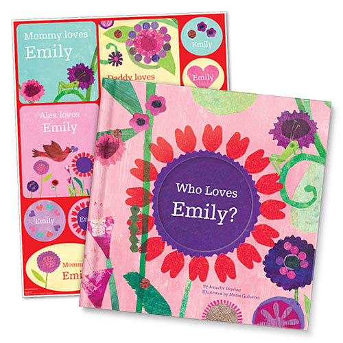 Who Loves Me? Pink Personalized Book and Stickers Gift Set