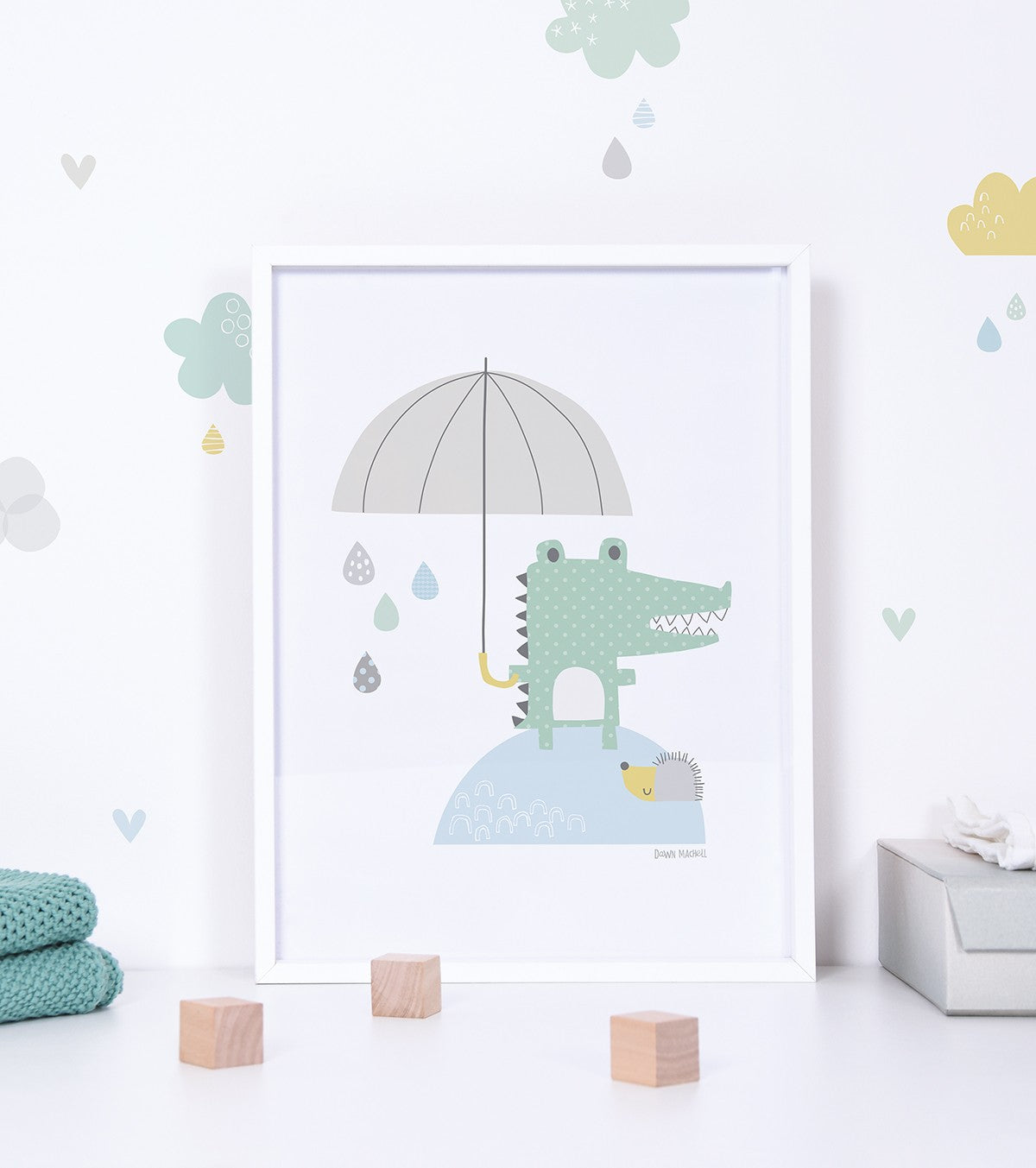 Smile It's Raining - Children's Poster - Crocodile And His Umbrella