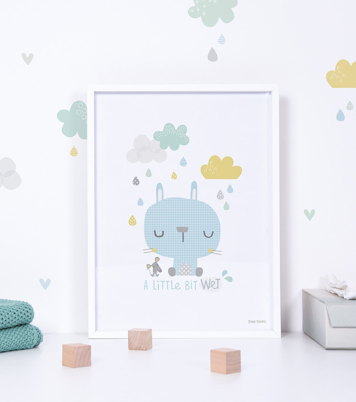 Smile It's Raining - Children's Poster - Rabbit And Mouse