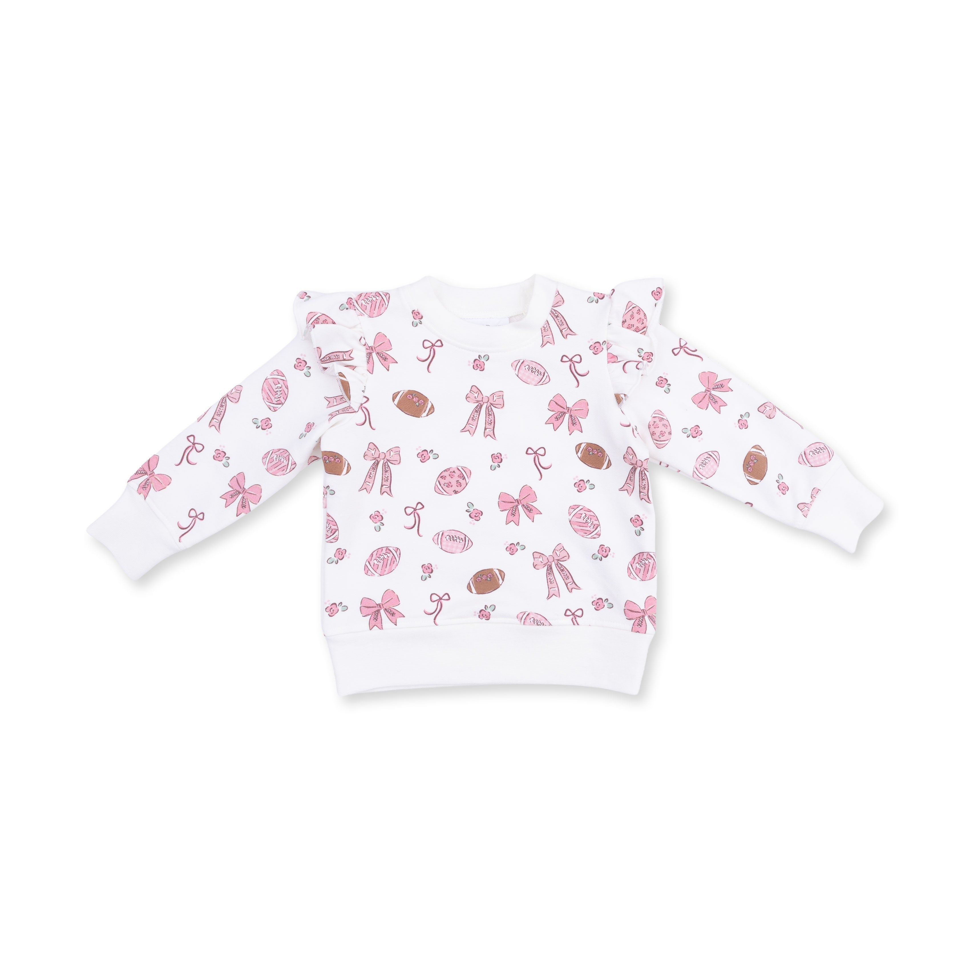 Footballs And Bows - Ruffle Sweatshirt And Fashion Cargo Pants