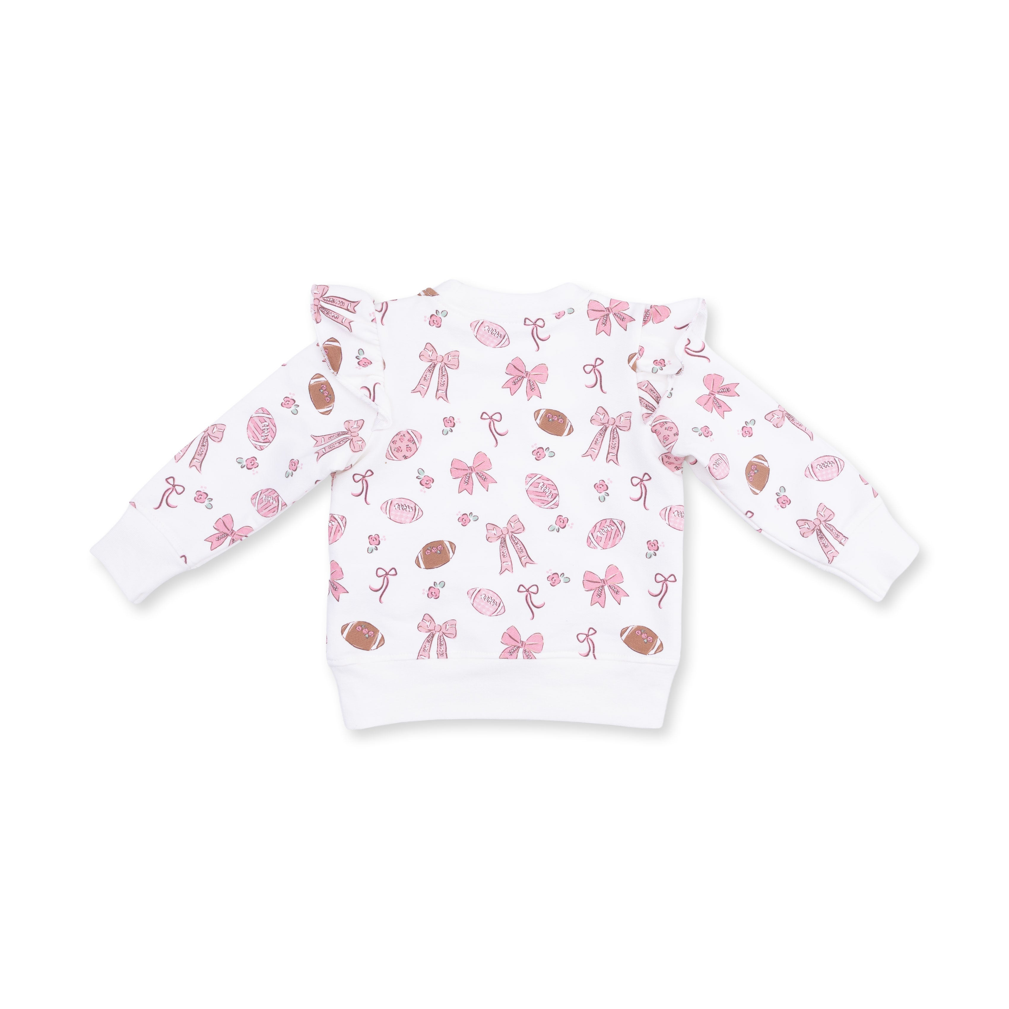 Footballs And Bows - Ruffle Sweatshirt And Fashion Cargo Pants