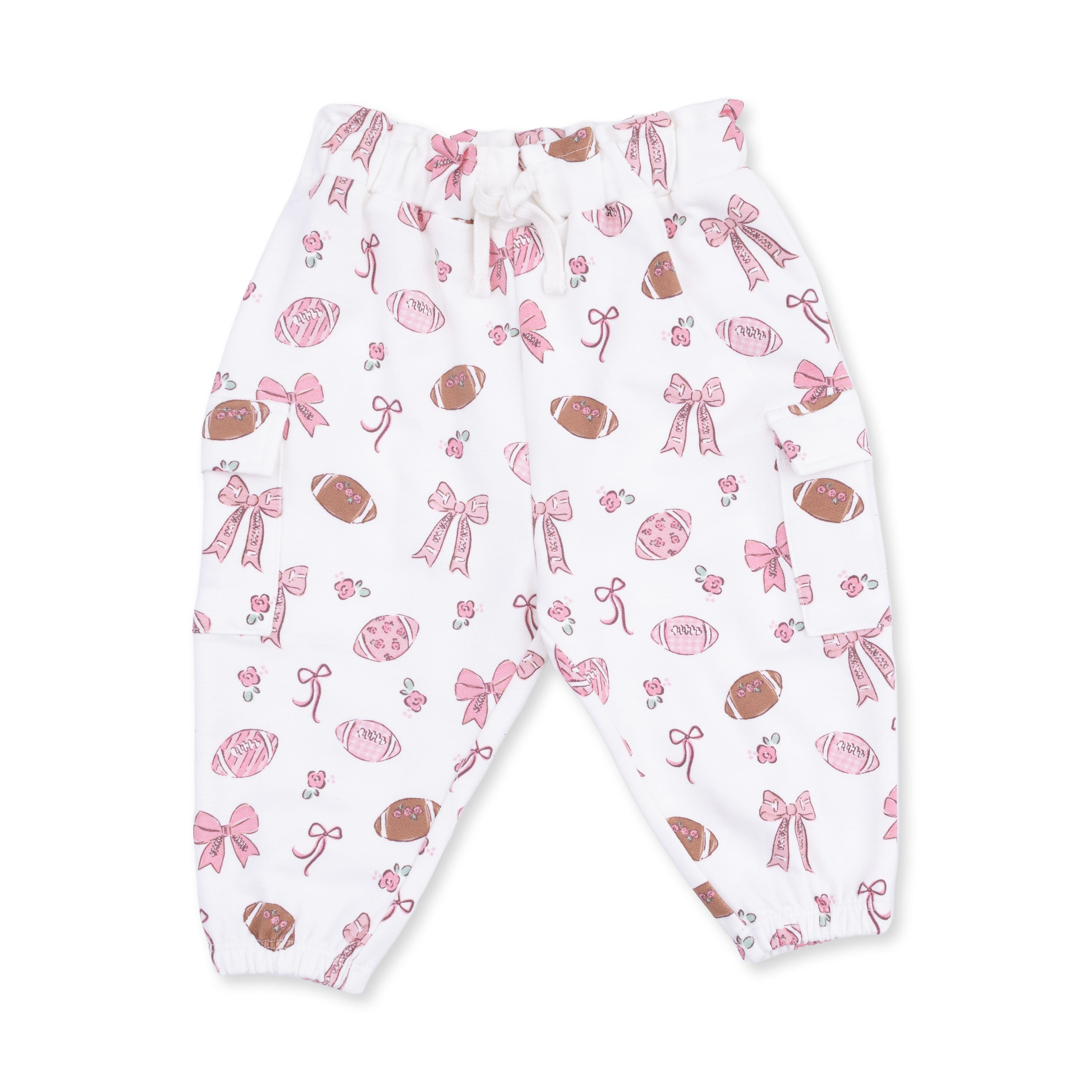 Footballs And Bows - Ruffle Sweatshirt And Fashion Cargo Pants