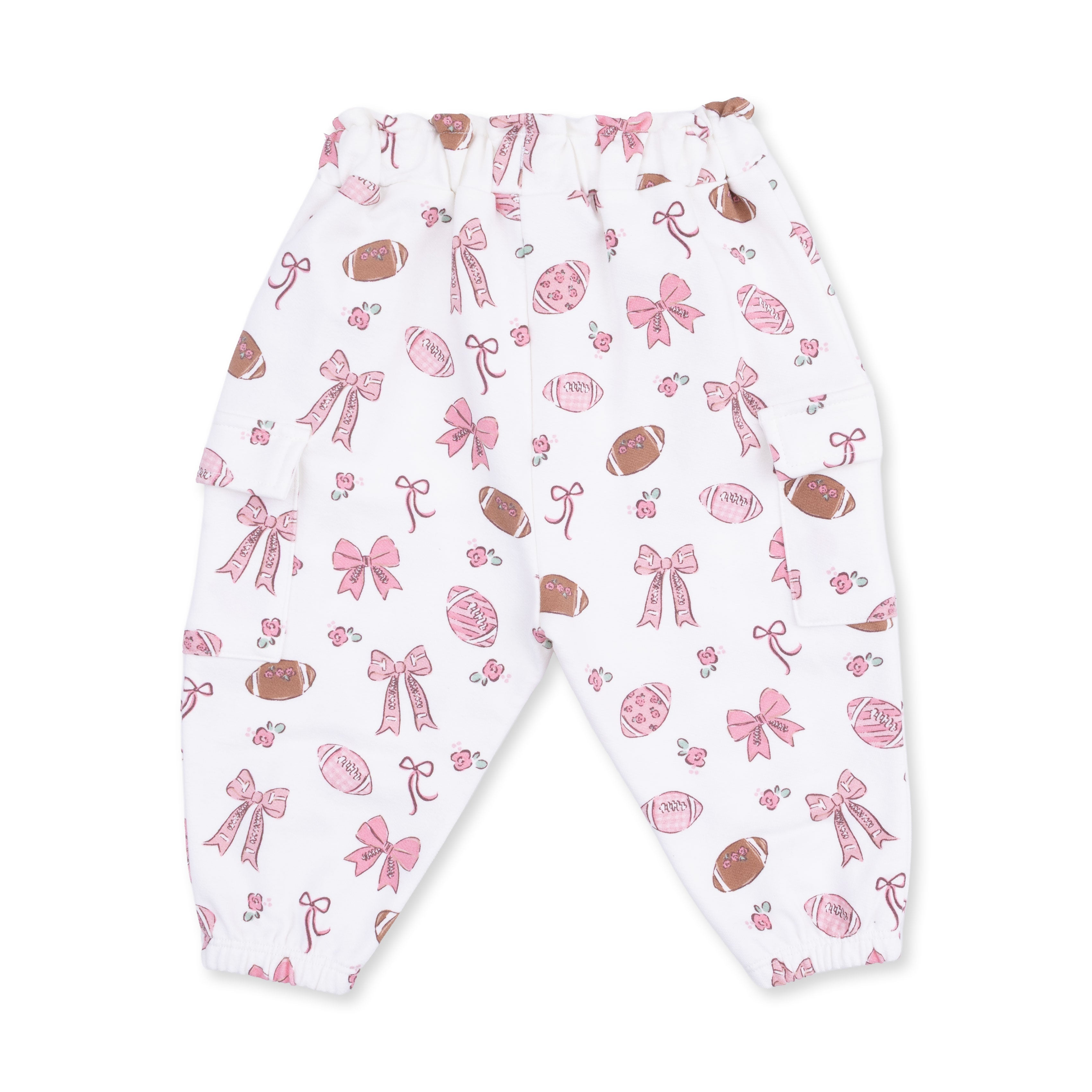 Footballs And Bows - Ruffle Sweatshirt And Fashion Cargo Pants
