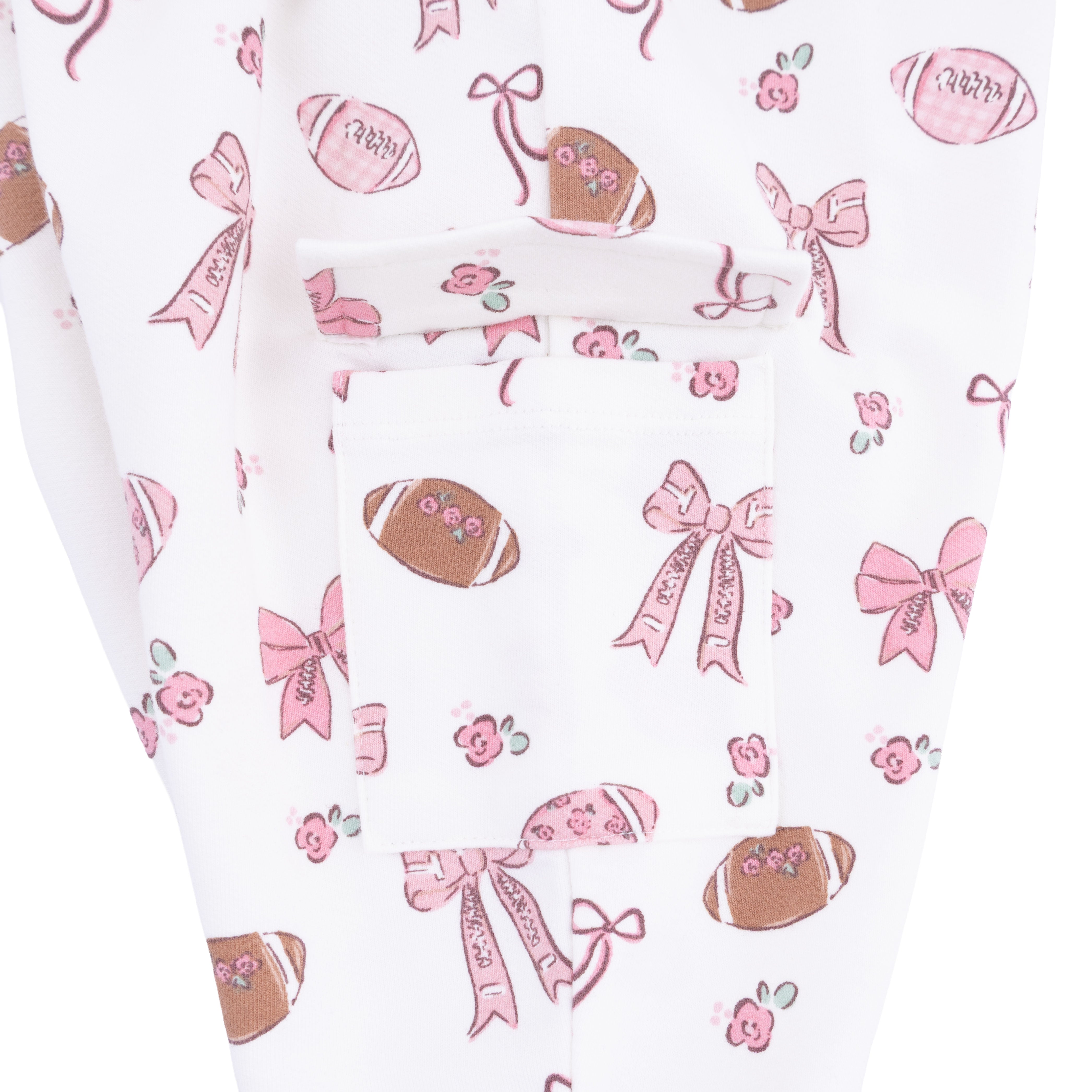Footballs And Bows - Ruffle Sweatshirt And Fashion Cargo Pants