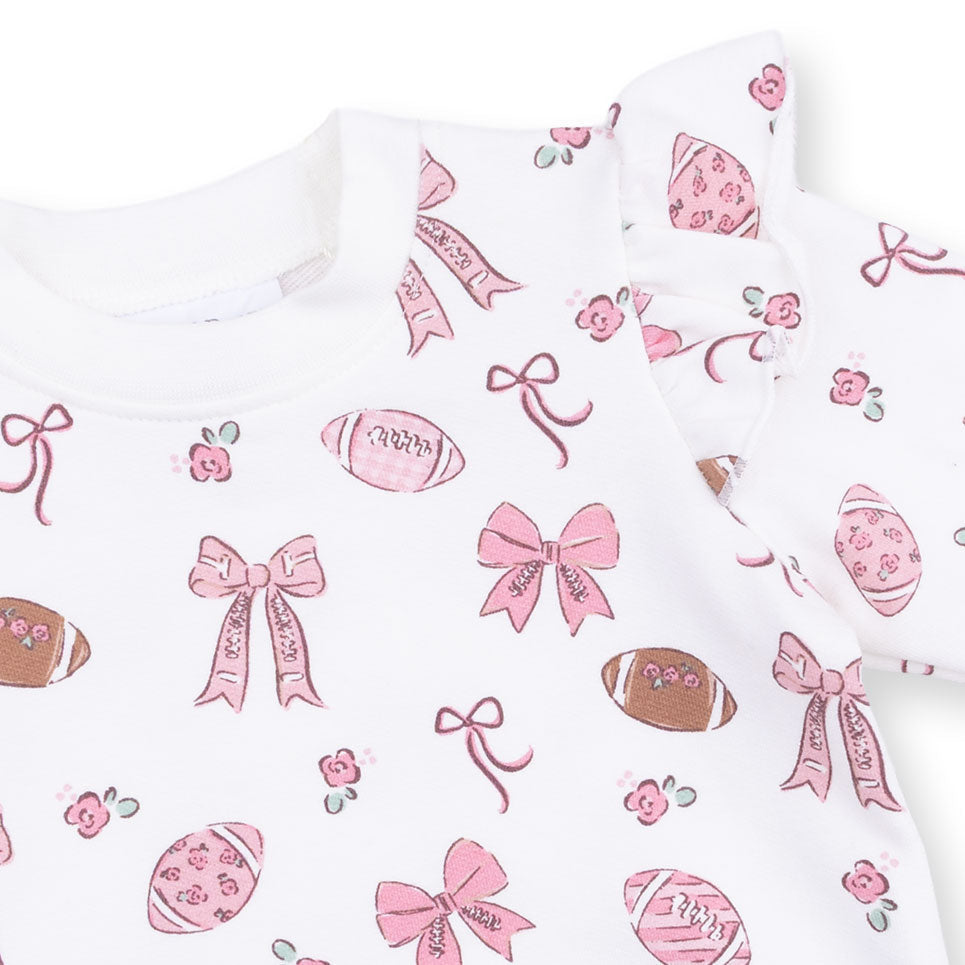 Footballs And Bows - Ruffle Sweatshirt And Fashion Cargo Pants