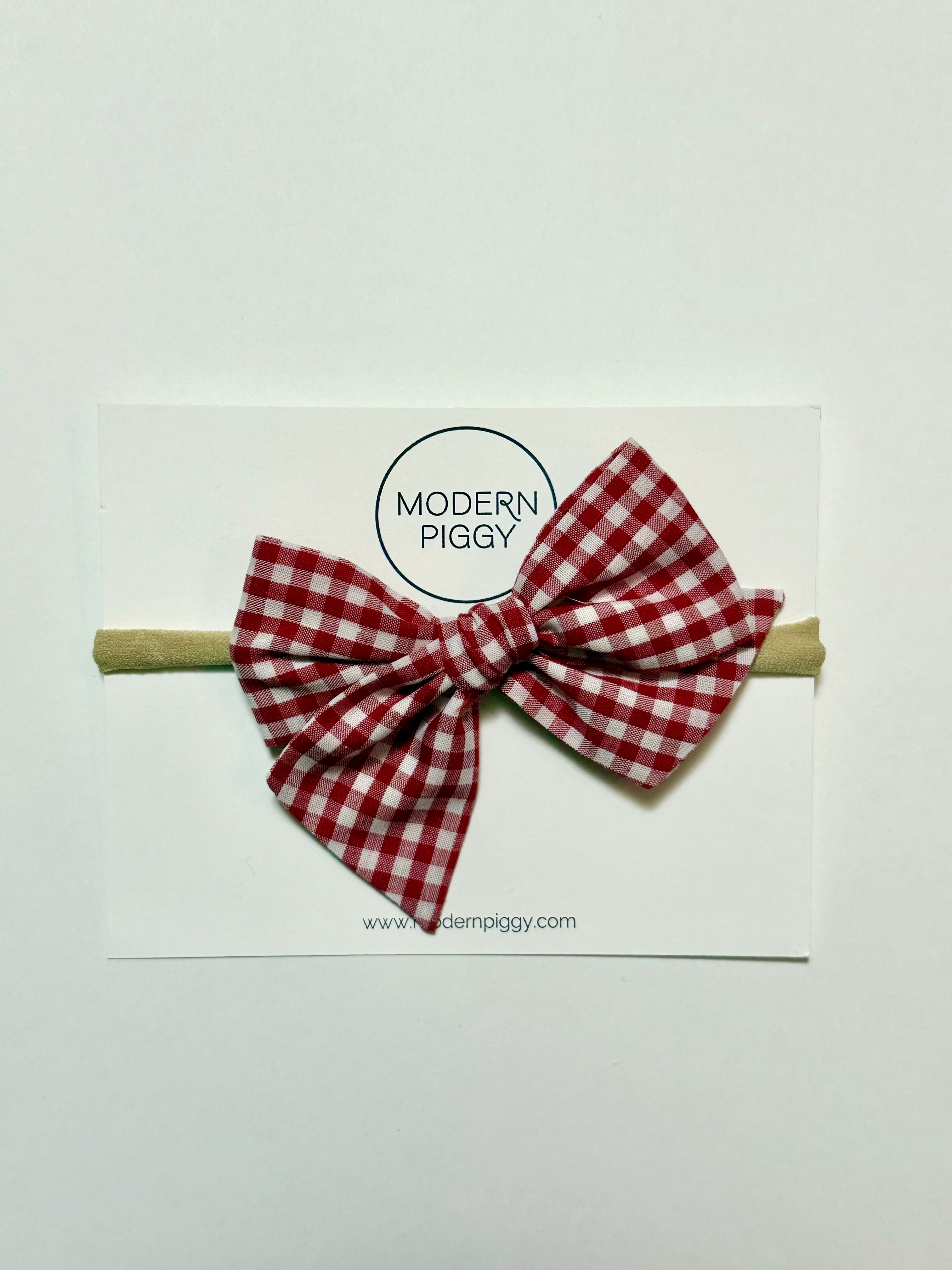 Gingham Glory- Red | Oversized Hand-tied Bow