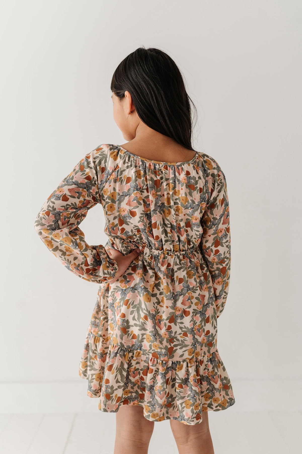 Girls Mitered Smocked Front Babydoll Dress In Mason Small Floral