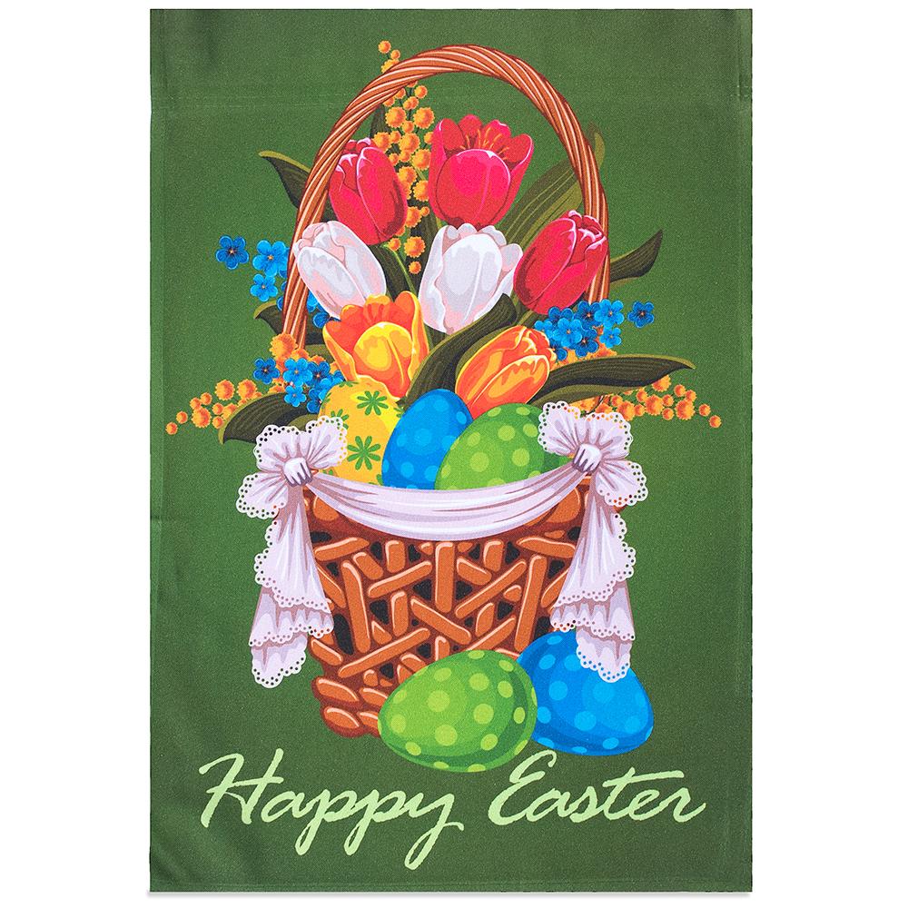 Easter Basket Full Of Eggs Polyester Garden Flag 12 X 18 Inches