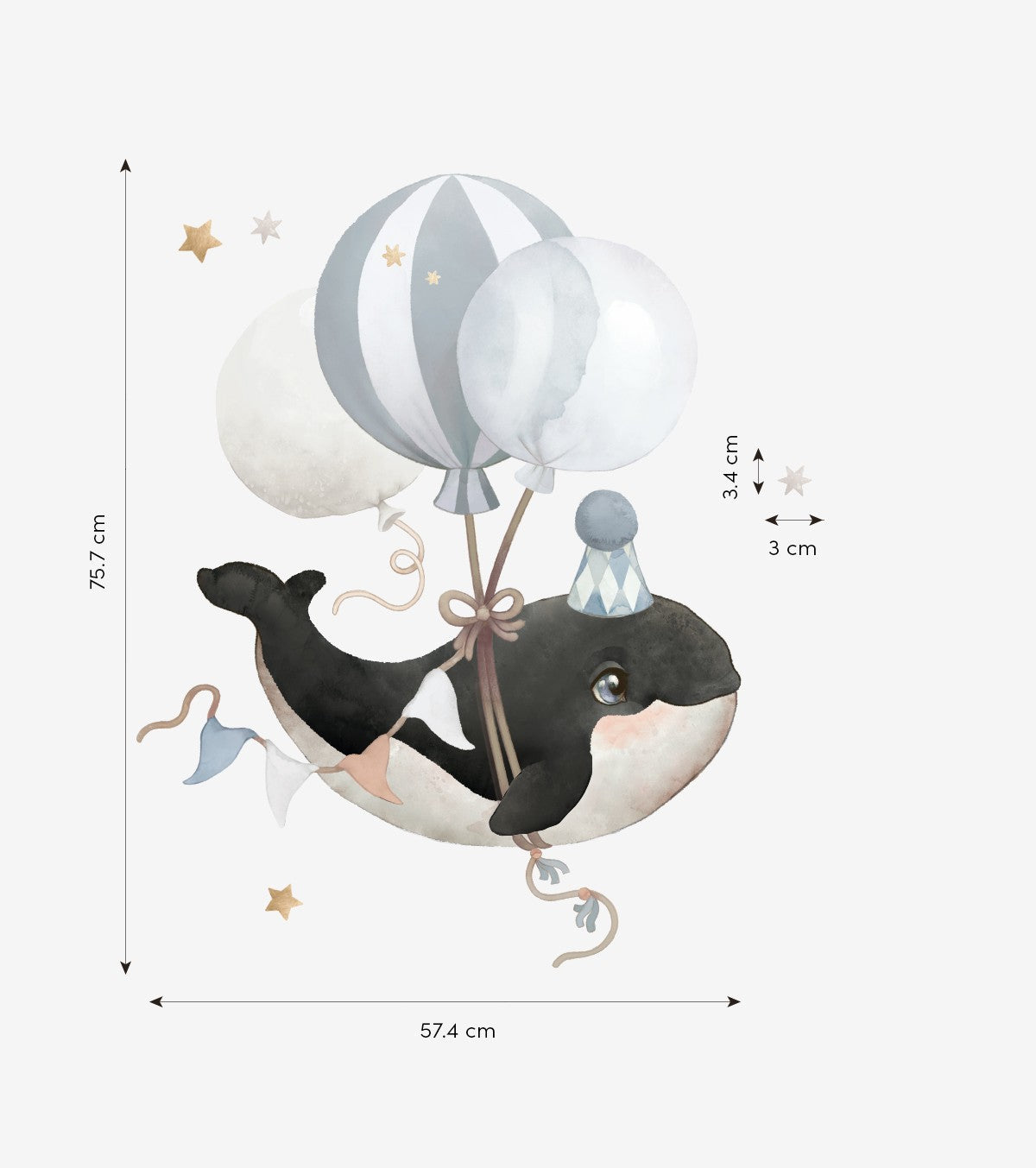 Selene - Large Sticker - Orca And Balloons (blue)