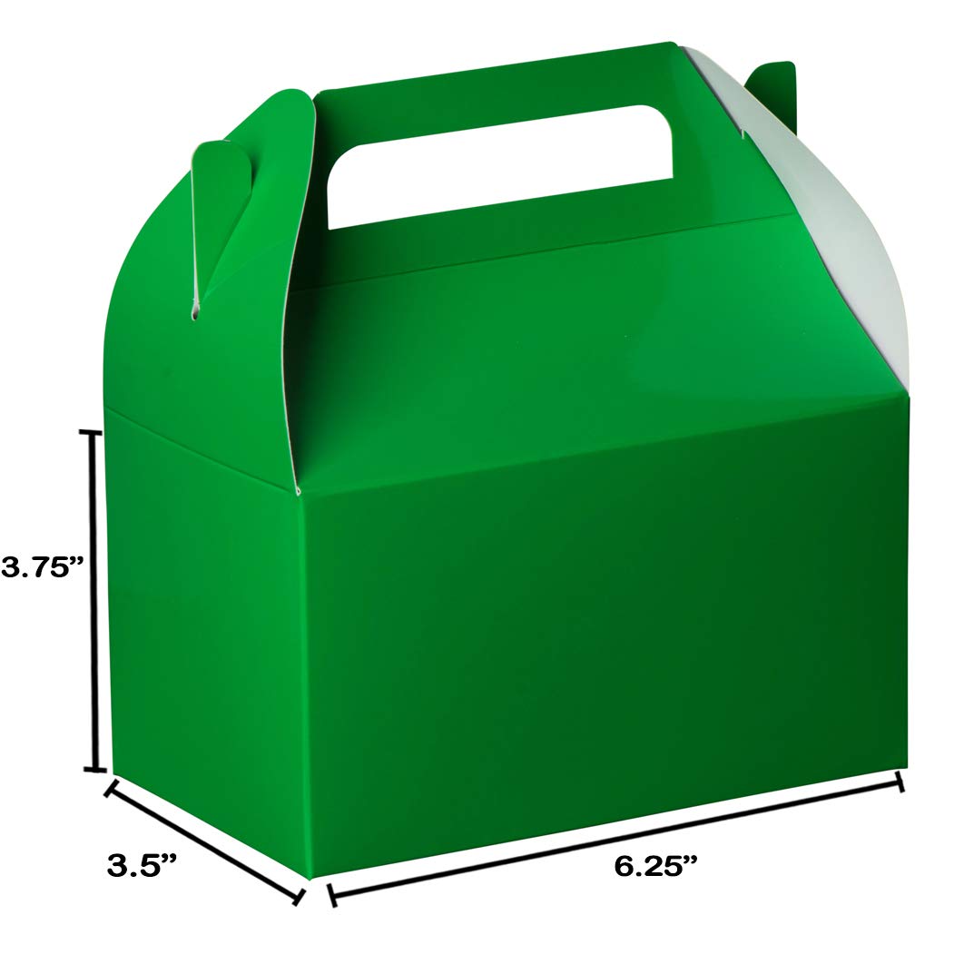 Party Favors Paper Green Treat Boxes 20 Pack 6.25" X 3.75" X 3.5"