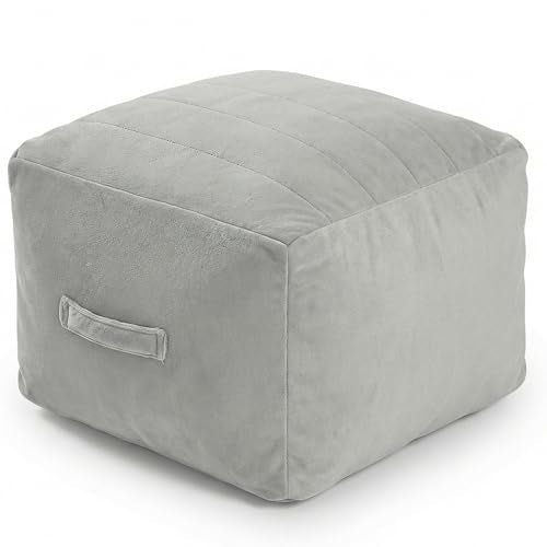 Grid Square Pouf Ottoman, 20"x20"x15"