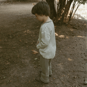 Organic Tee & Foldover Pants Set - Olive Stripes