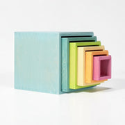 6 Pcs Colored Wooden Nesting Box Set In Pastel/macaron Color