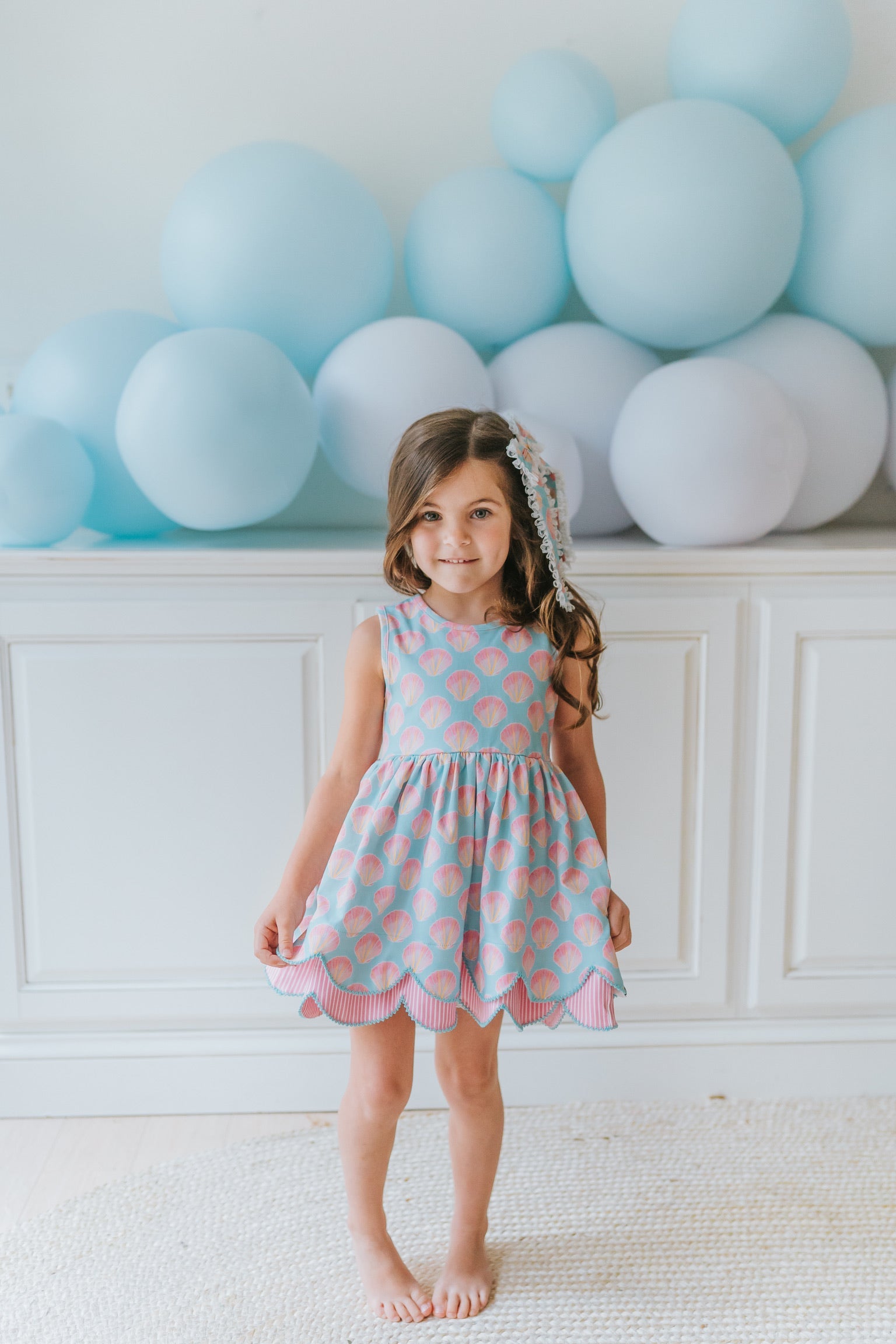 Serene Seashell Scallop Tunic Set