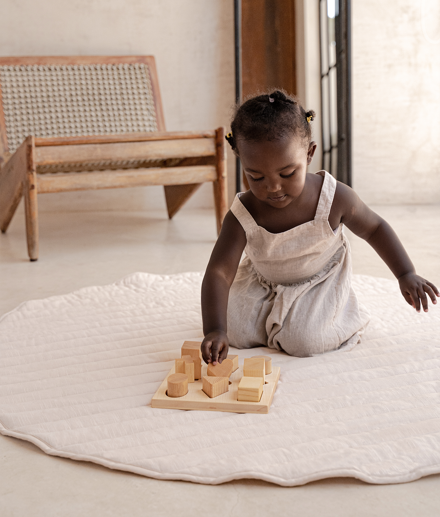 Quilted Cotton Reversible Playmats | Stripes - Blush