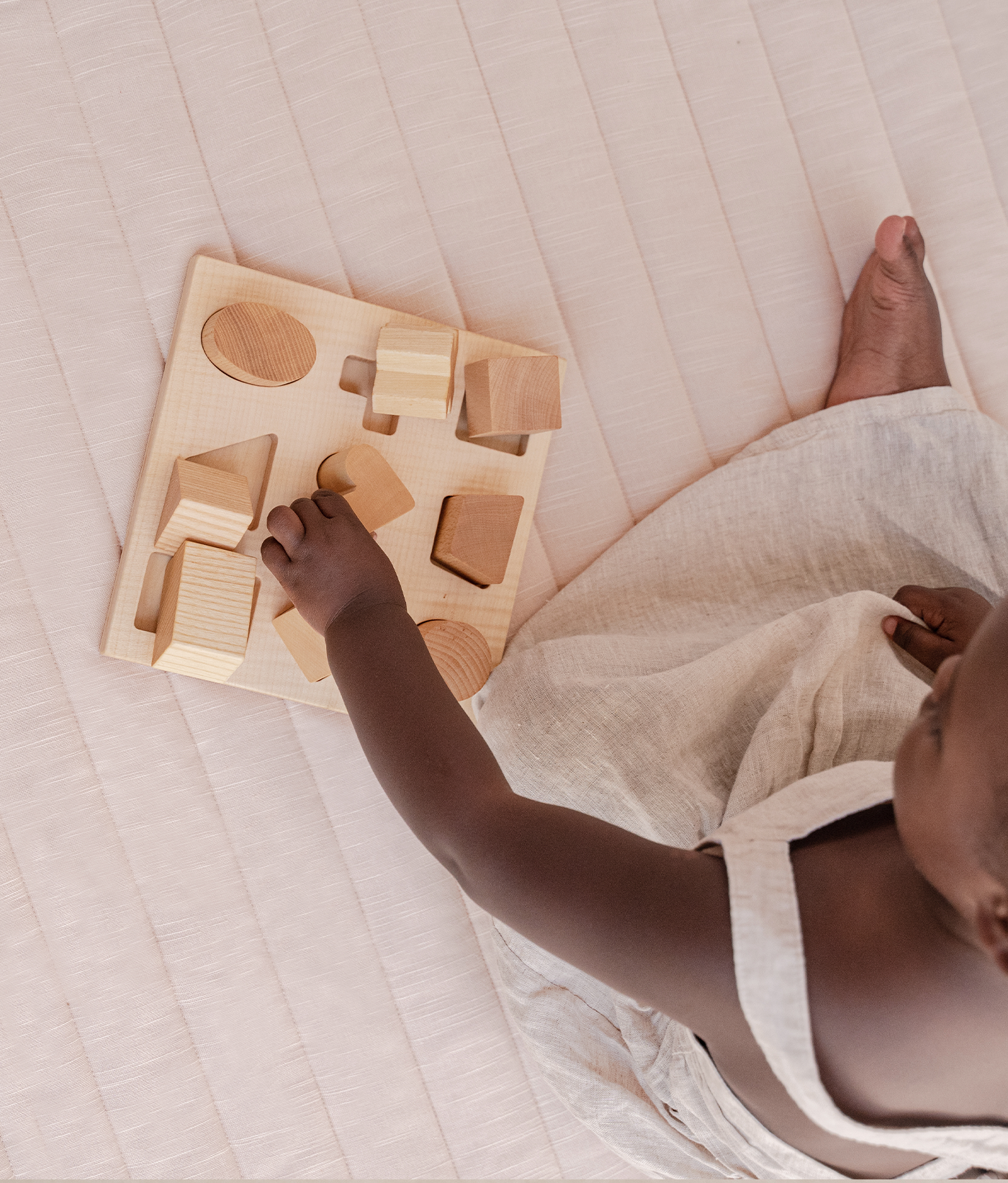 Quilted Cotton Reversible Playmats | Stripes - Blush