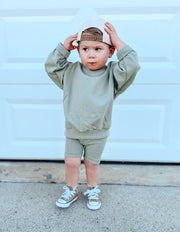 Custom Embroidered Crewneck Sweatshirt & Bamboo Bike Shorts Set