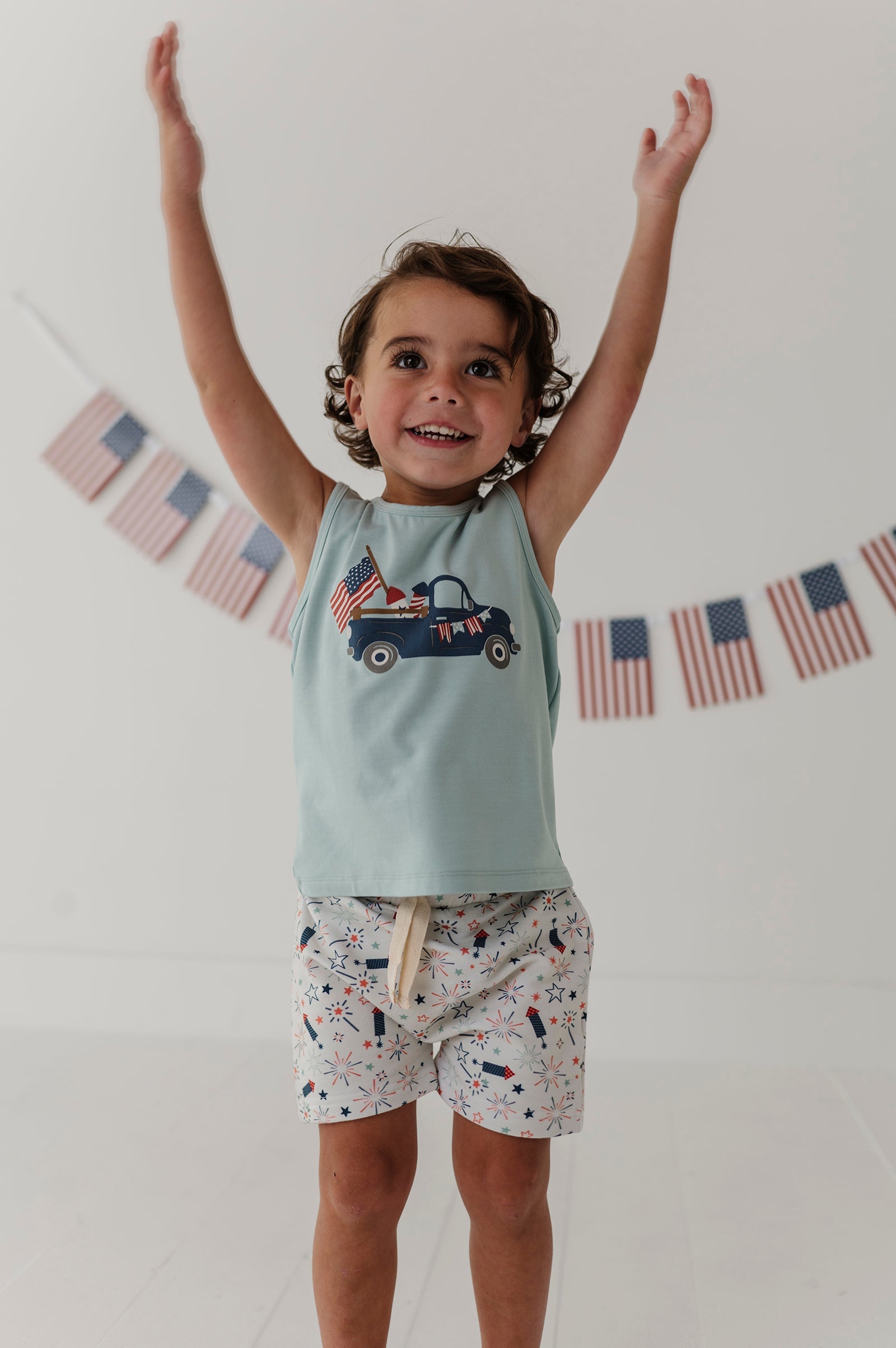 Boys Harem Shorts In Fireworks