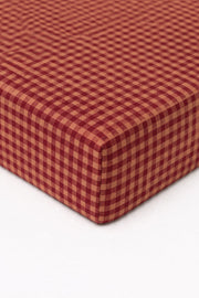 Red Beige Gingham Crib Sheet