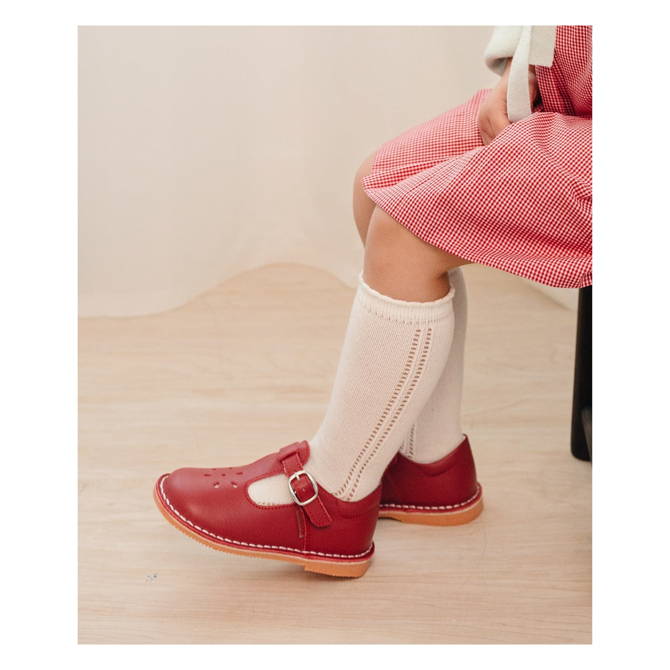 Joy Classic Red Leather T-strap Mary Jane