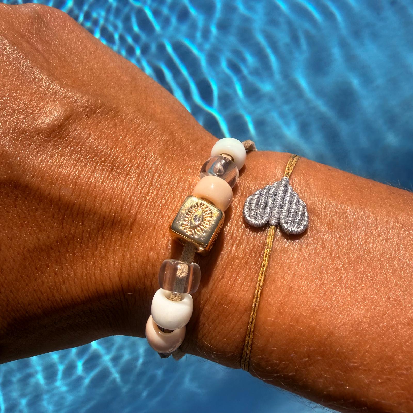 Suede Gold Evil Eye Charm Bracelet