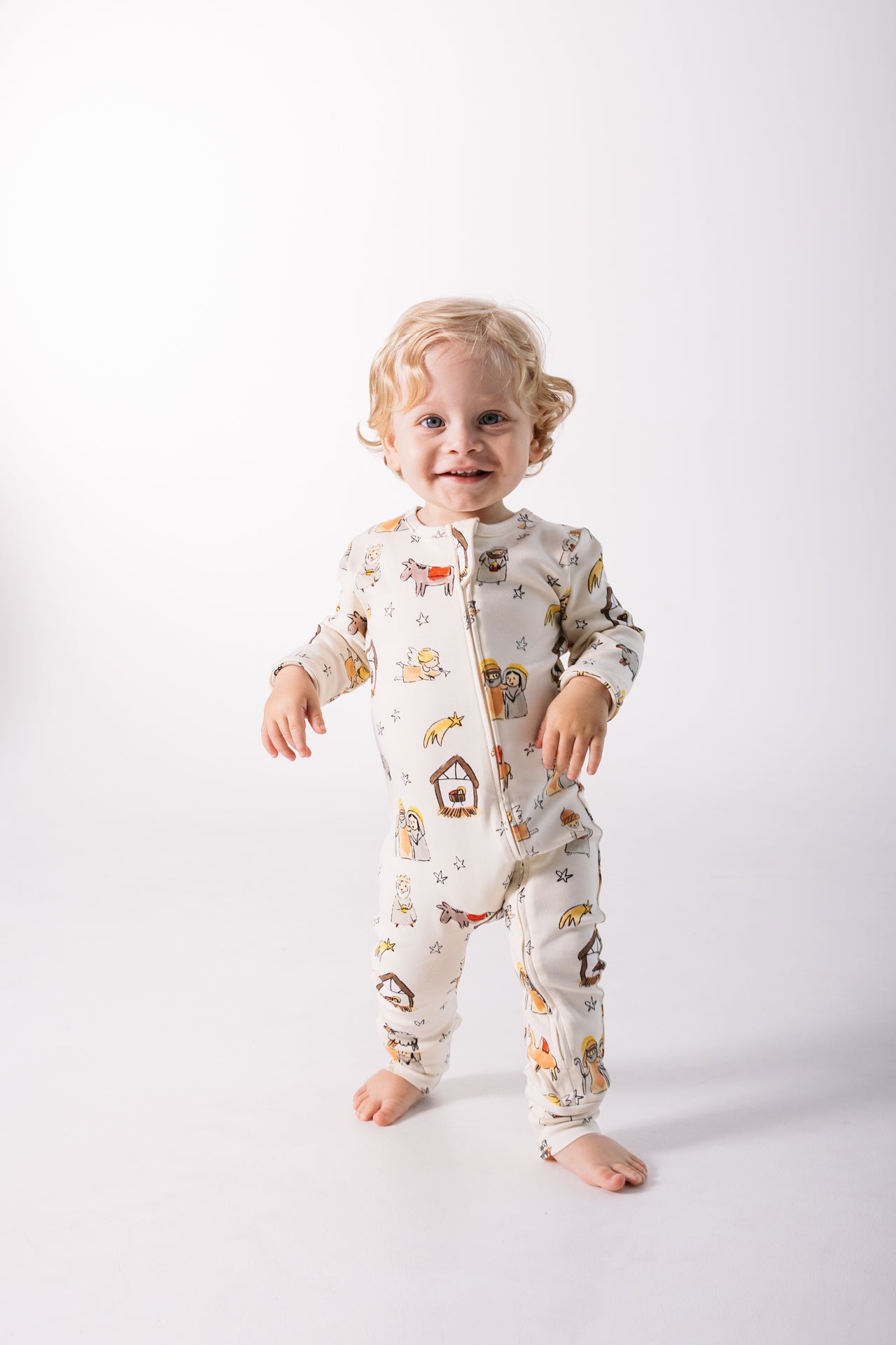 Away In A Manger Pj Footless Onesie Cotton