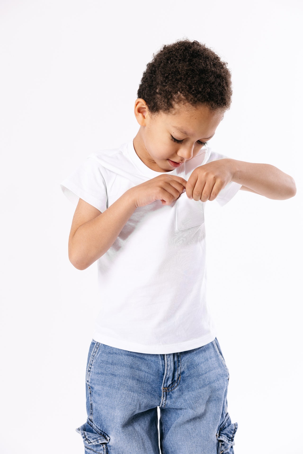 White Prayer Pocket Short Sleeve T-shirt Cotton