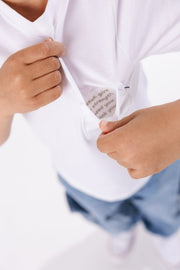 White Prayer Pocket Short Sleeve T-shirt Cotton