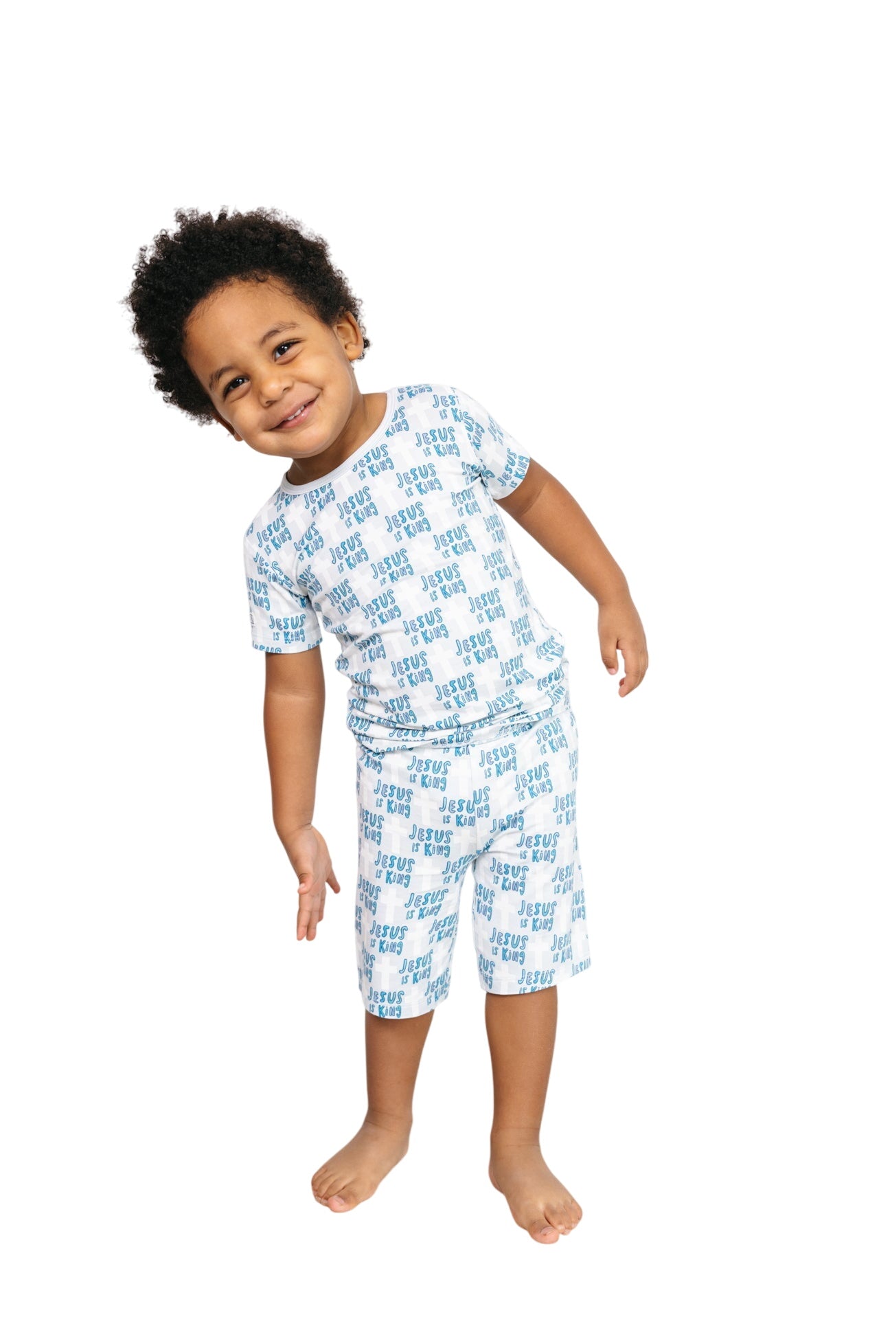 Jesus Is King Blue Pj Shorts Set Bamboo