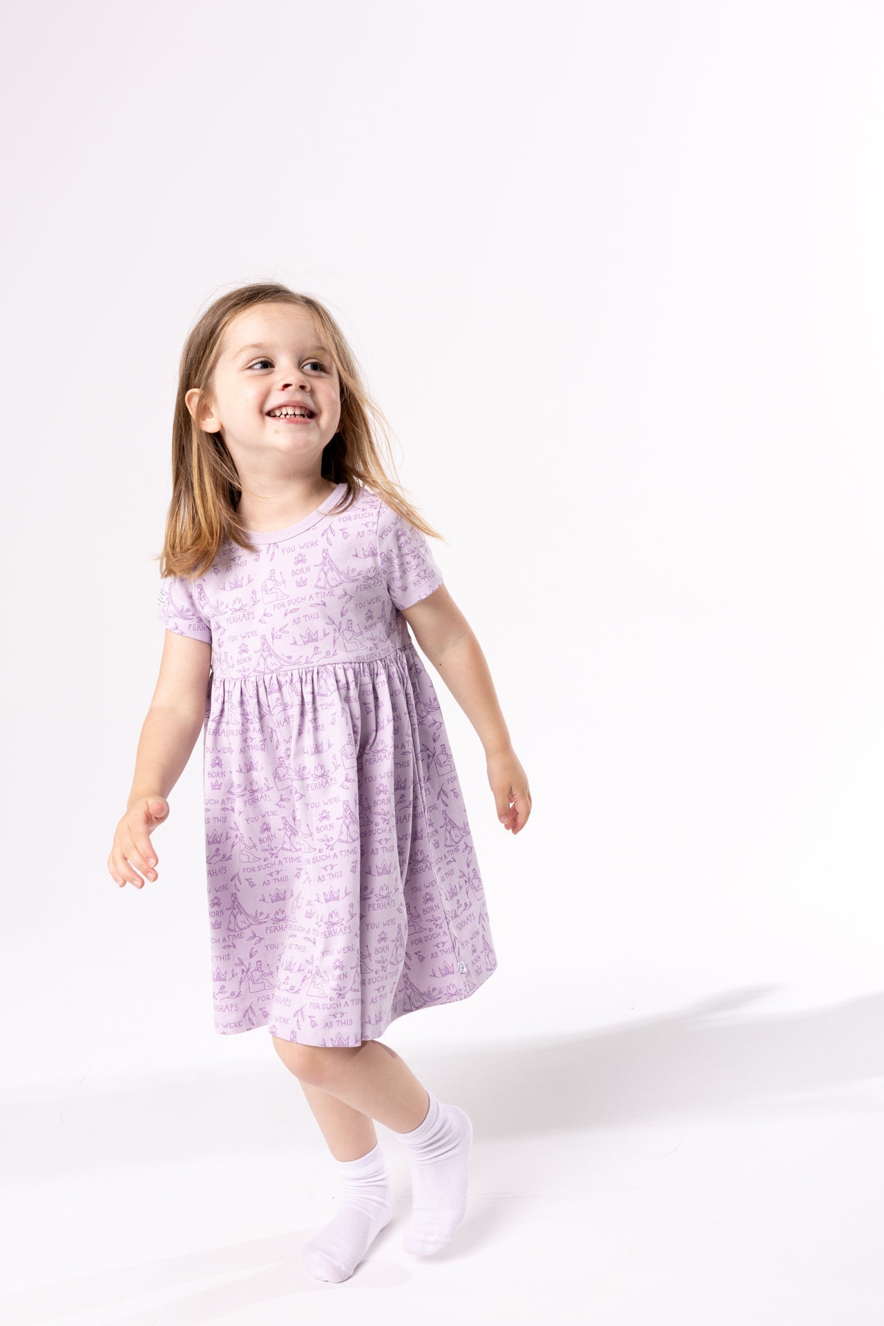 Queen Esther Lavender Twirl Dress Cotton