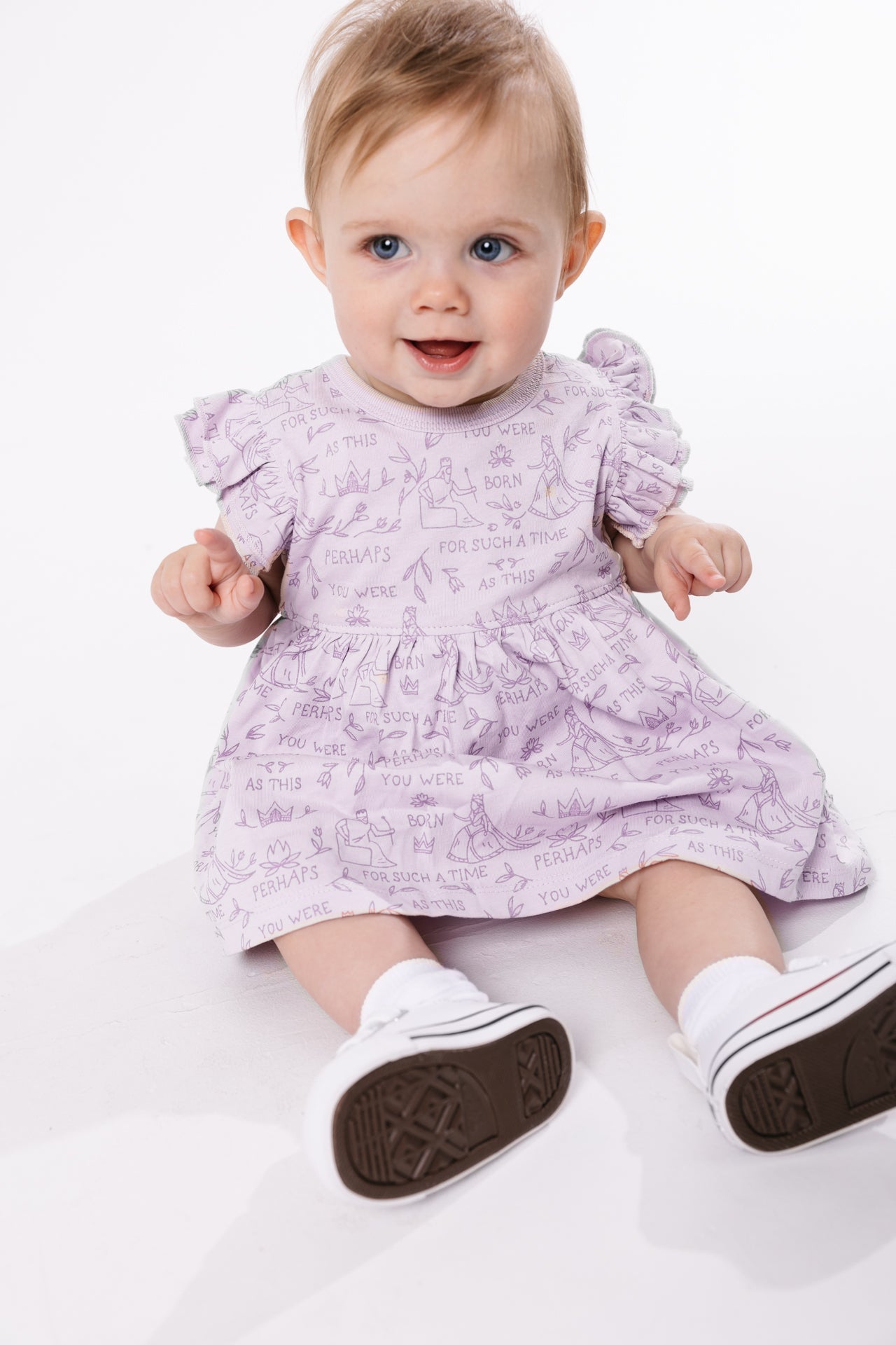 Queen Esther Lavender Short Sleeve Twirl Dress Bodysuit Cotton
