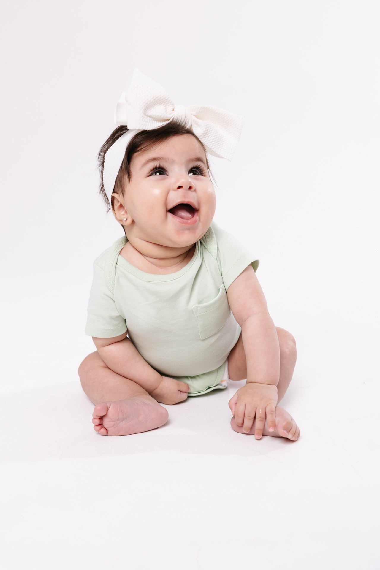 Pistachio Prayer Pocket Short Sleeve Bodysuit Cotton