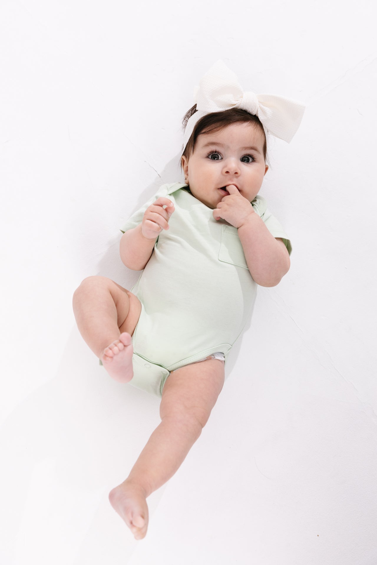 Pistachio Prayer Pocket Short Sleeve Bodysuit Cotton