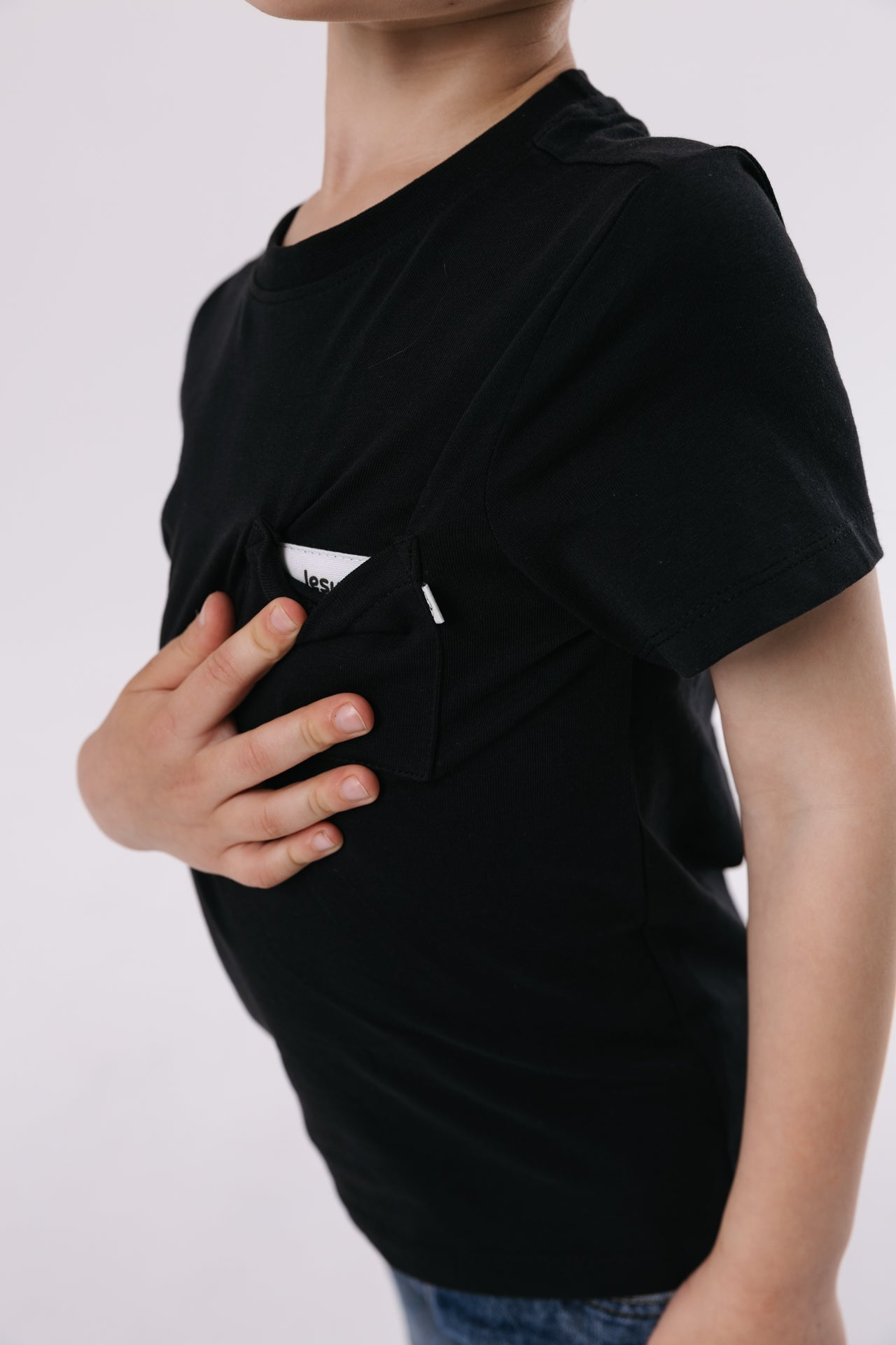 Black Prayer Pocket Short Sleeve T-shirt Cotton