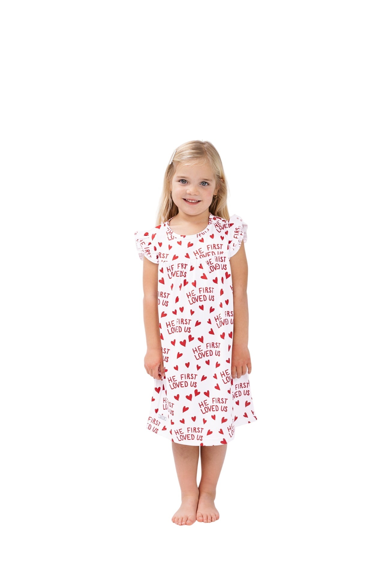He First Loved Us Red Nightgown Polyester