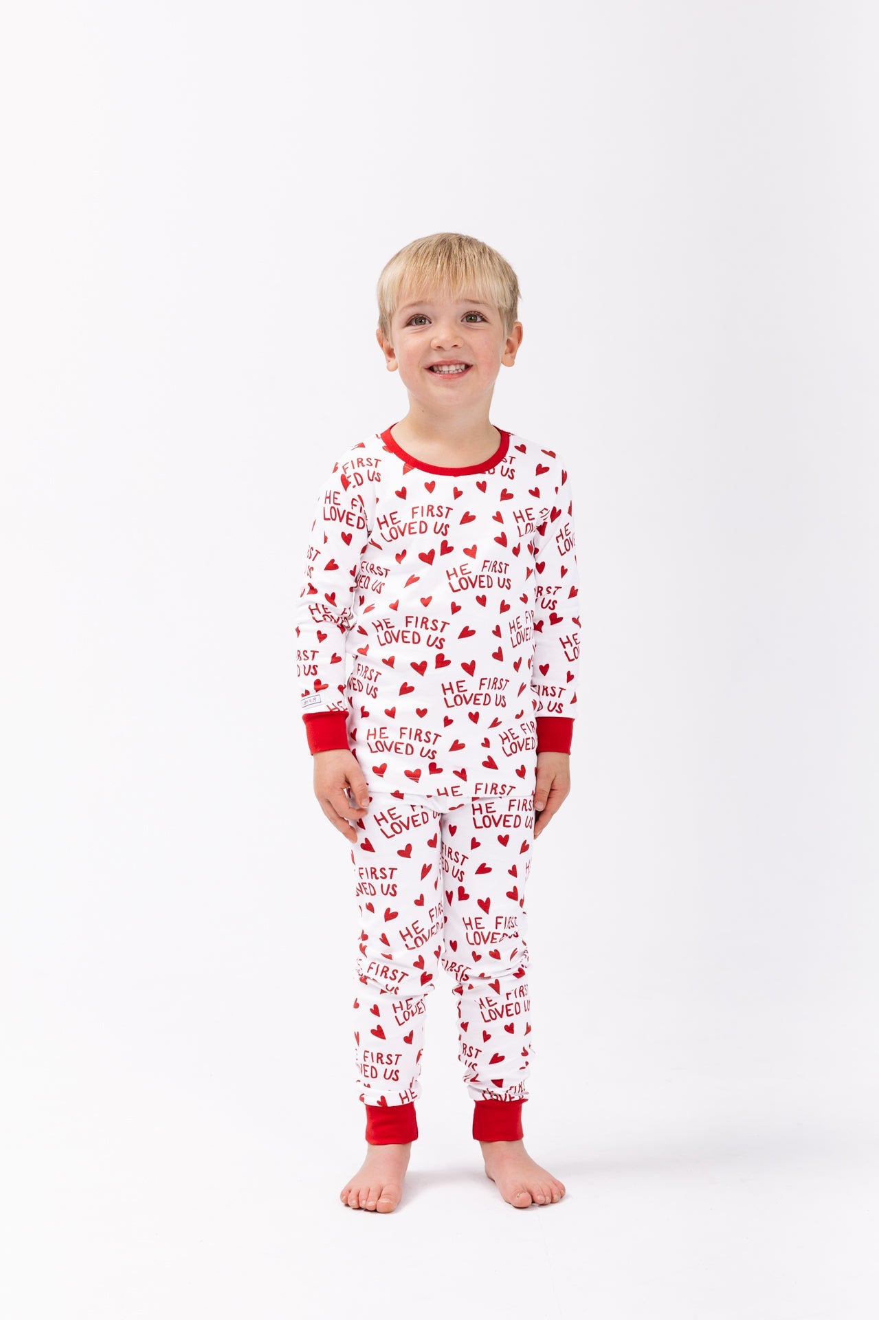 He First Loved Us Red Pj Long Sleeve Set Cotton