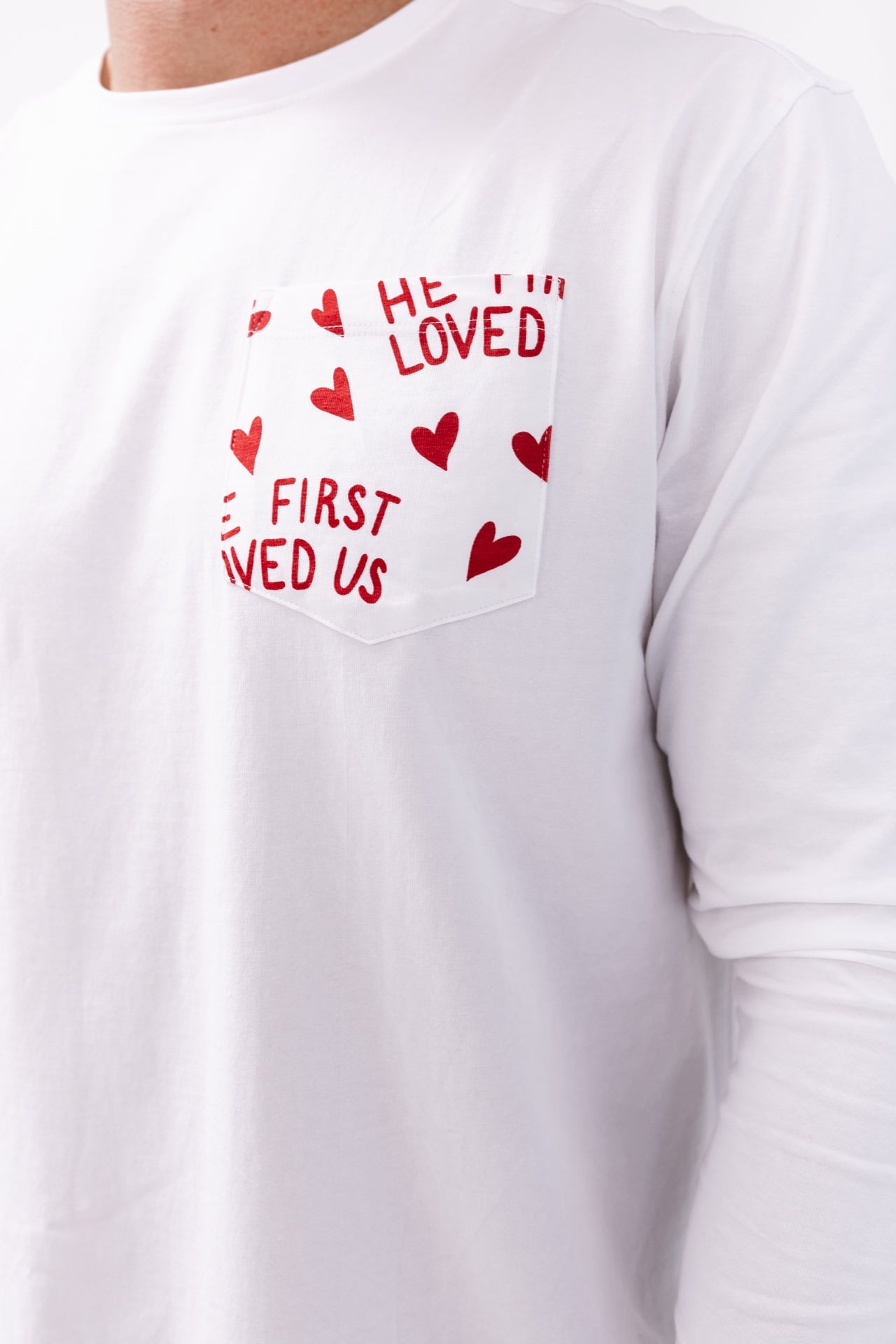 He First Loved Us Red Men's Pj Set Cotton