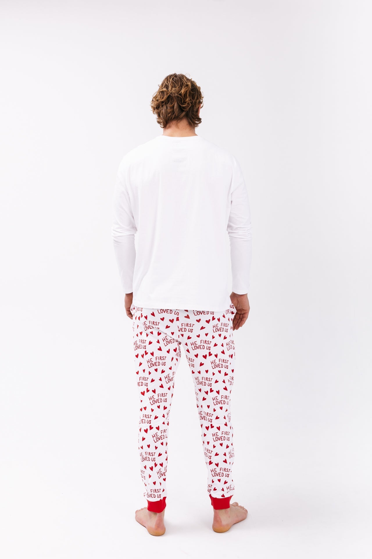 He First Loved Us Red Men's Pj Set Cotton